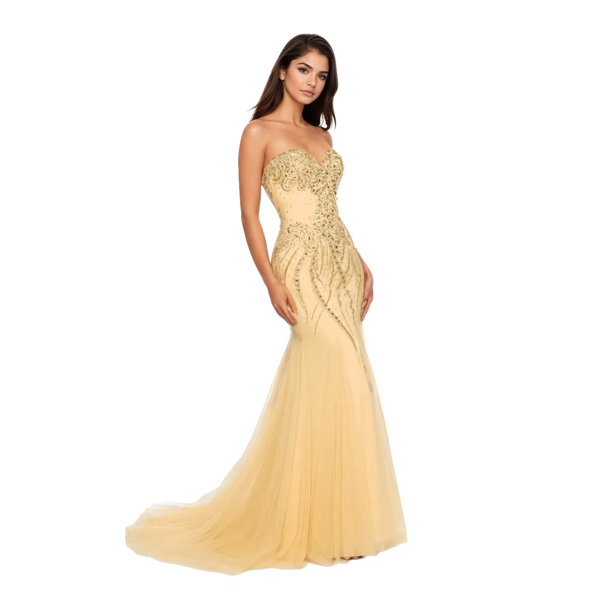 Sleeveless Maxi Embellished Mermaid Dress