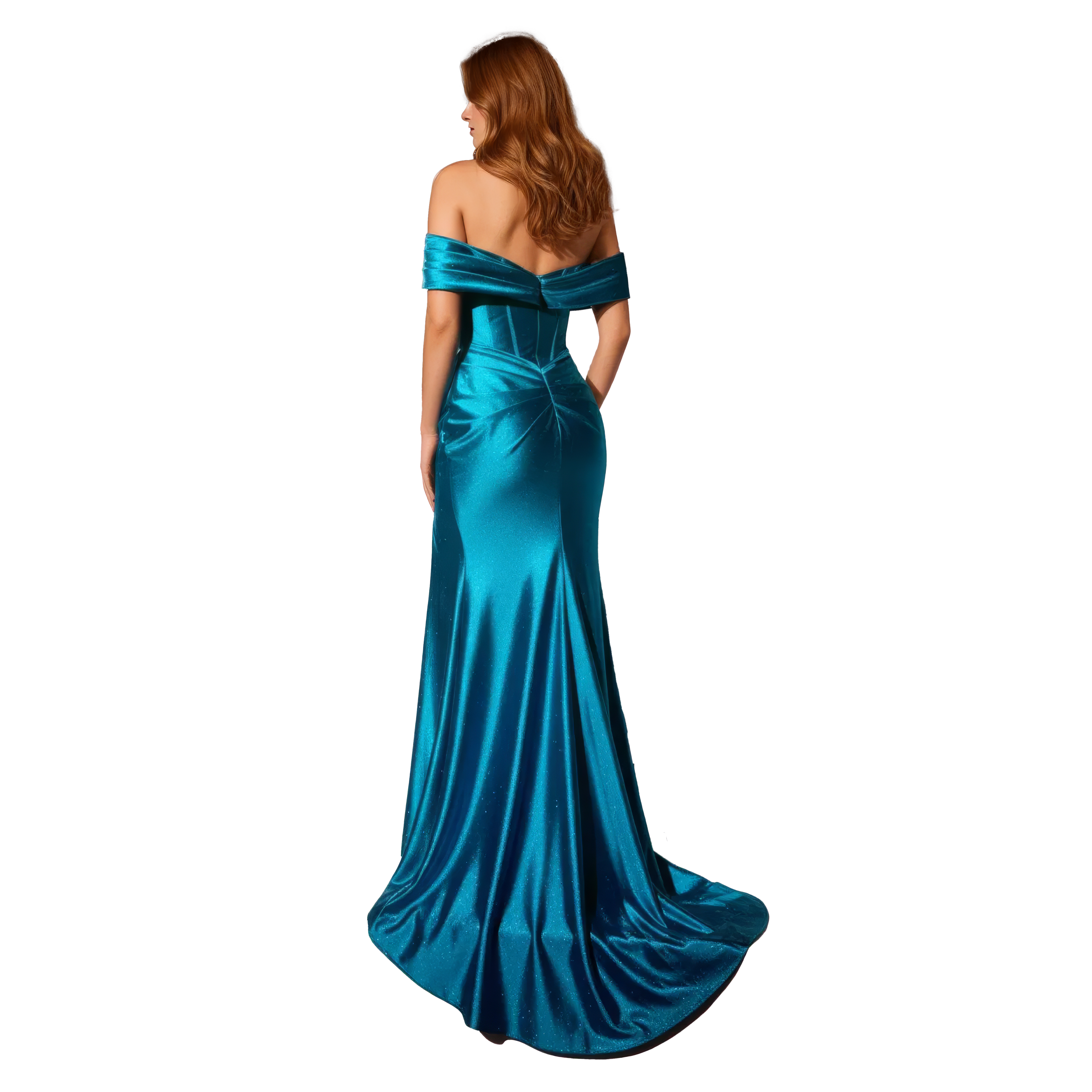 Off Shoulder Maxi Dress with Cinch-Waist Corset Detail