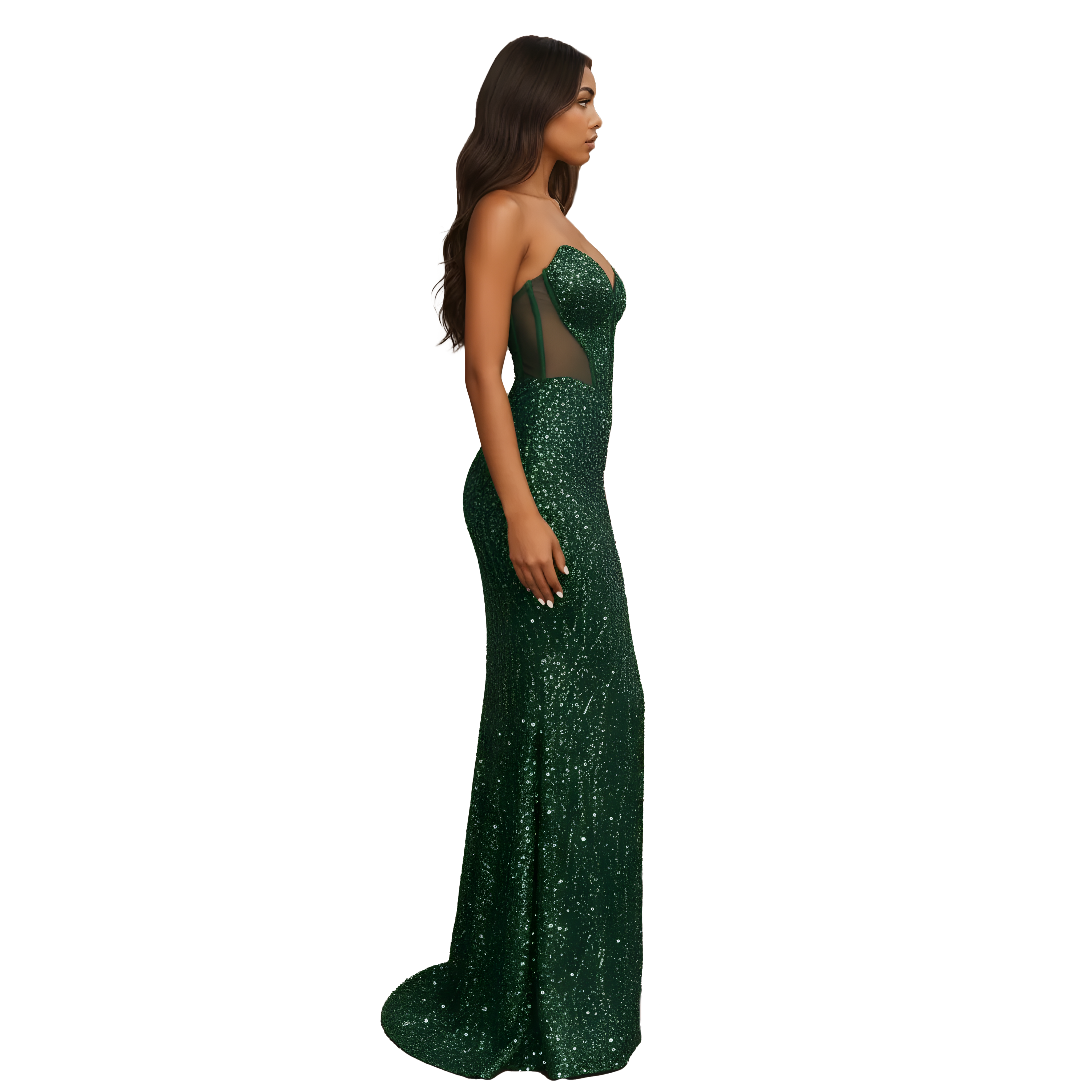 Strapless Embellished Strapless Maxi with Corset Bodice