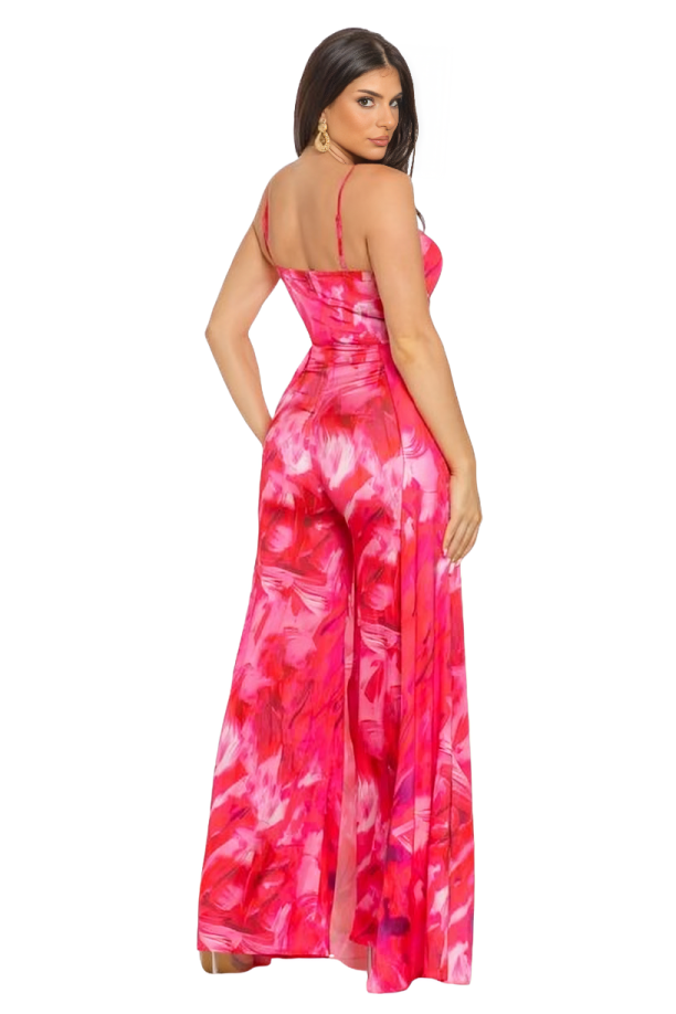 Multi Print Draped Overlay Jumpsuit
