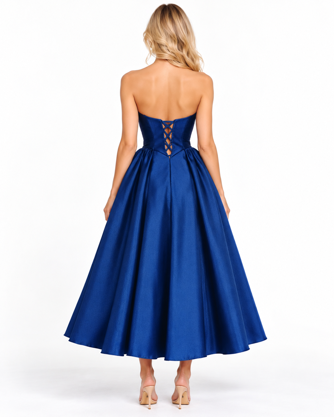 Strapless Mikado Midi Bridal Gown