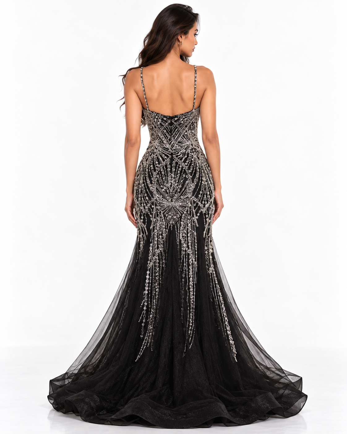 Embellished Black Mermaid Dress