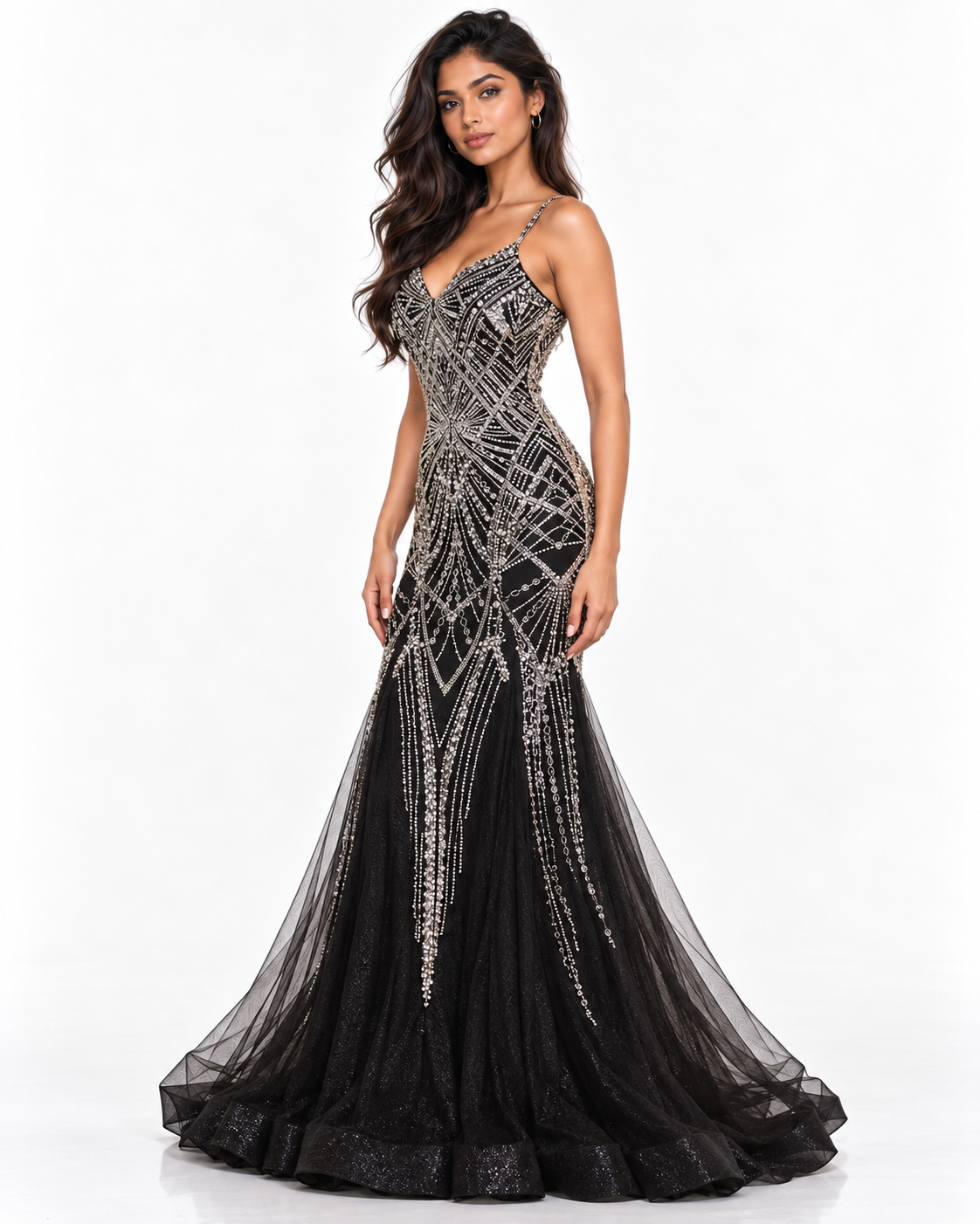 Embellished Black Mermaid Dress