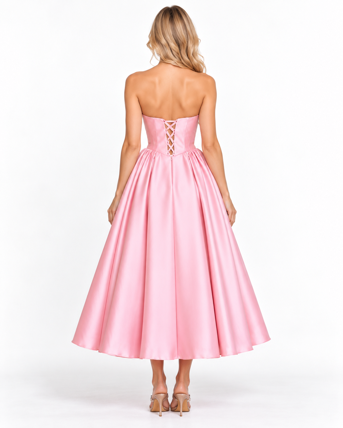 Strapless Mikado Midi Bridal Gown