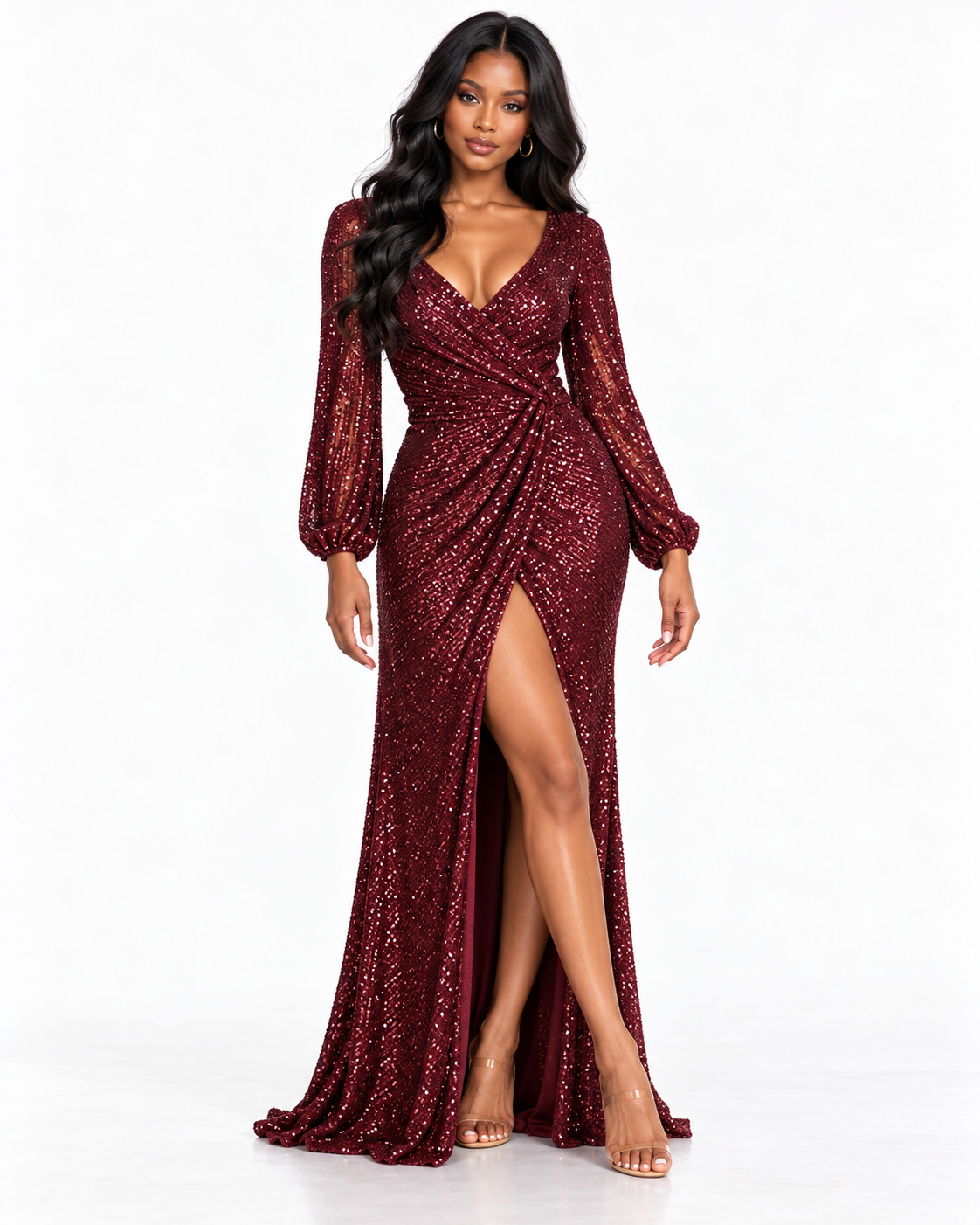 Long Sleeve Sequin Dress