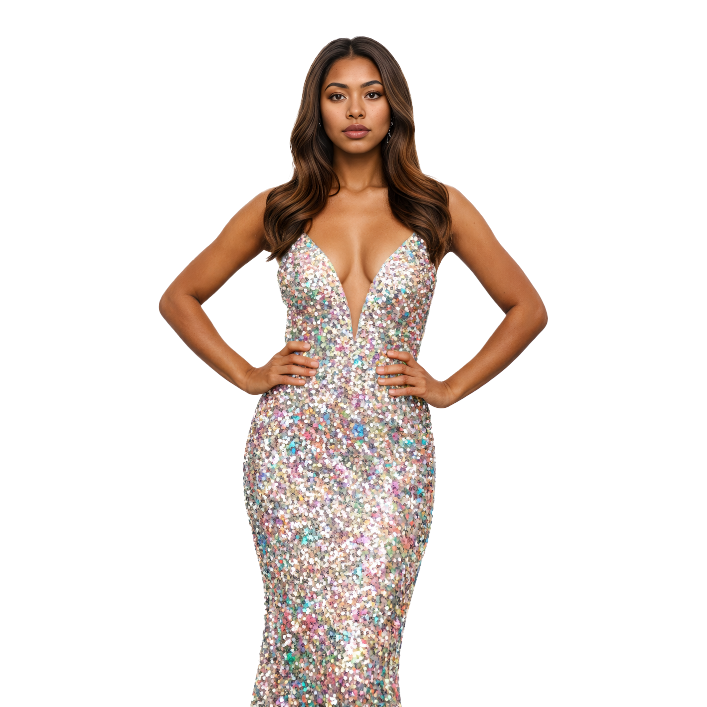 Sleeveless Maxi Multicolored Sequin Mermaid Dress