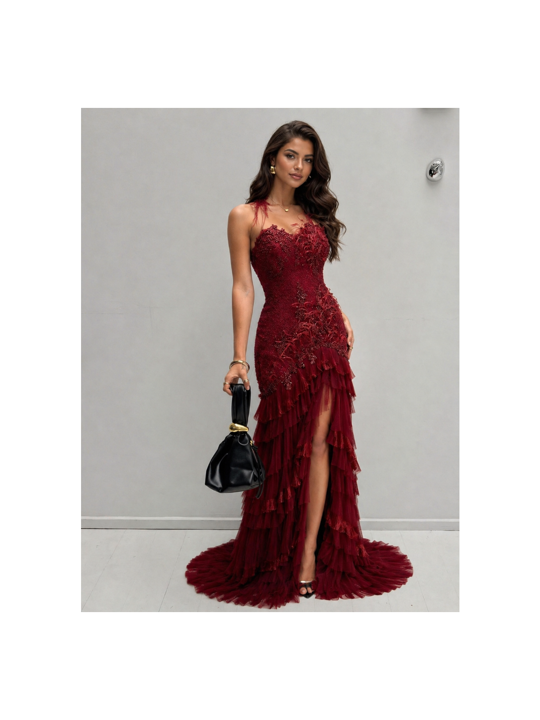 Sleeveless Maxi Tulle Fit & Flare Dress