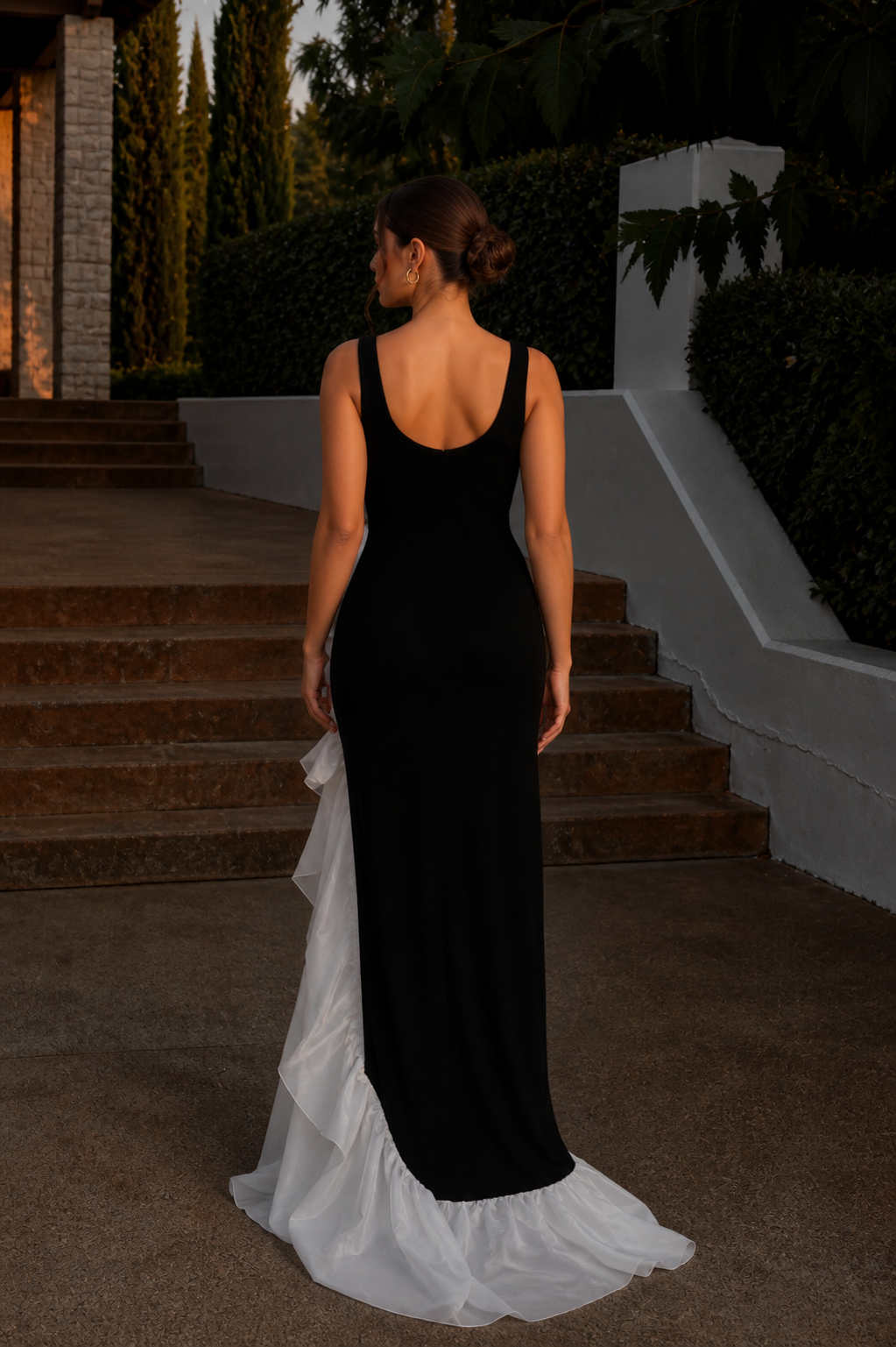 Sleeveless Maxi Column Ruffle Dress