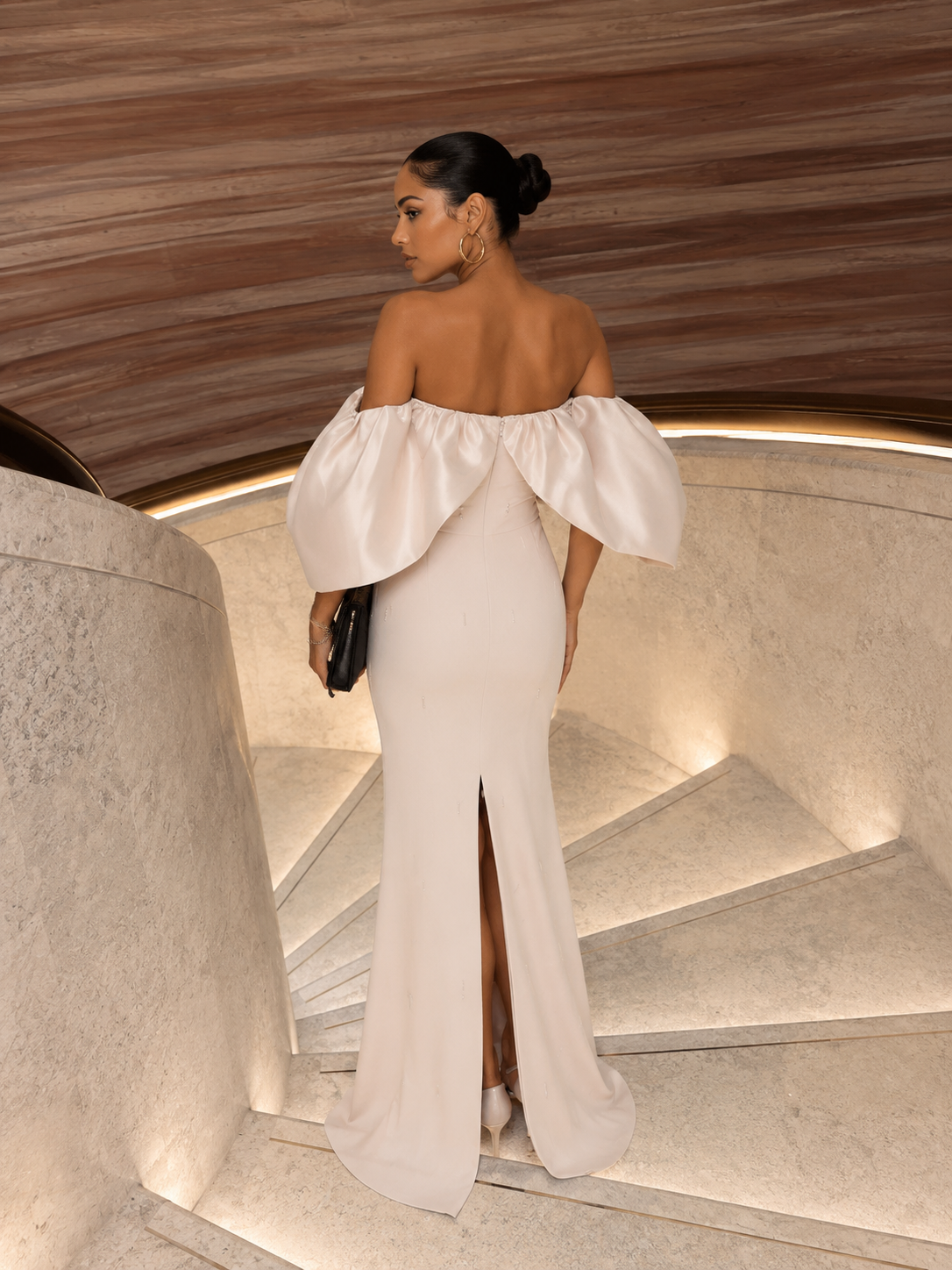 Off Shoulder Maxi Column Dress