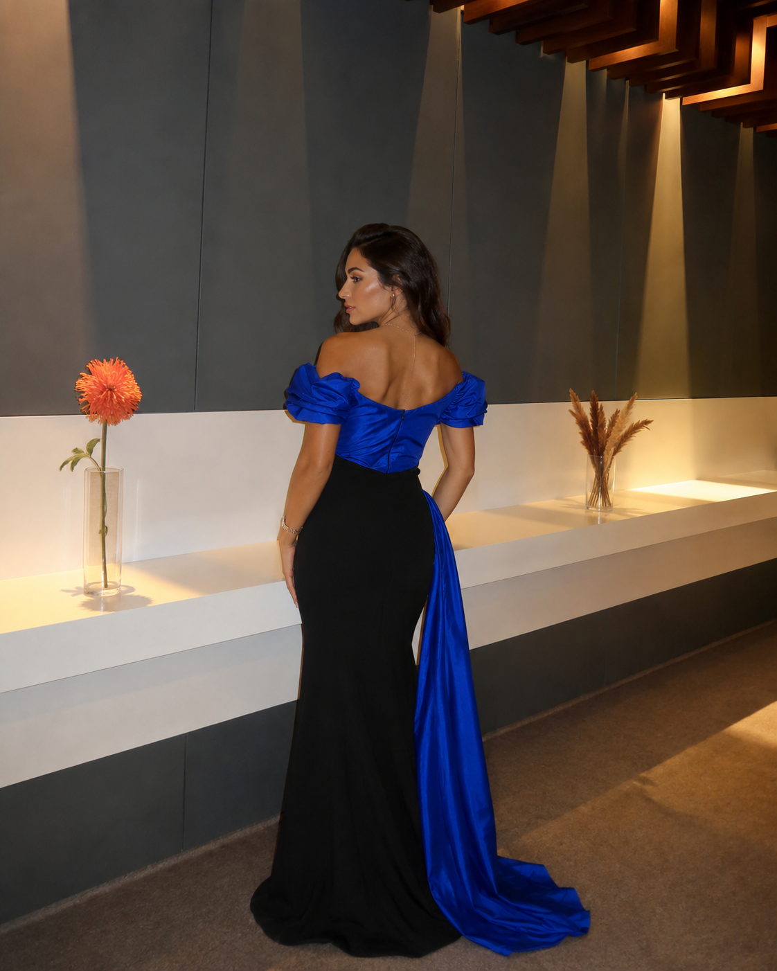 Off Shoulder Maxi V Mermaid Dress