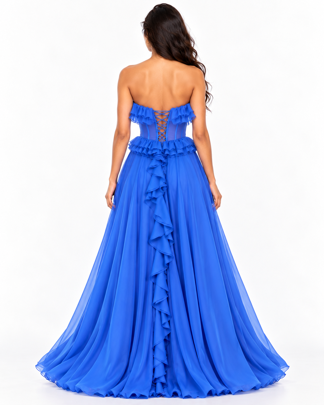 Strapless Chiffon Ruffle A-Line Dress