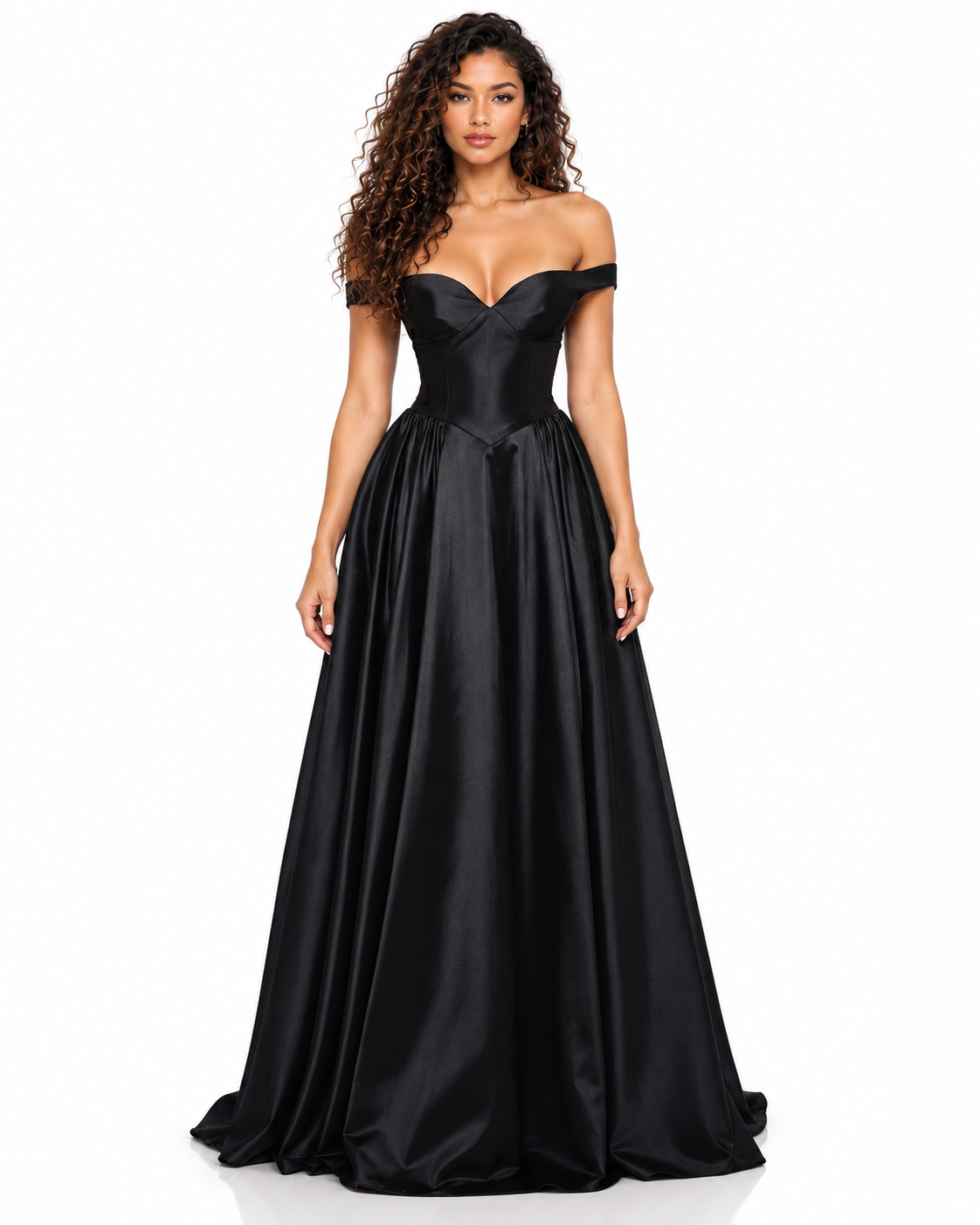 Satin Off the Shoulder Ball Gown