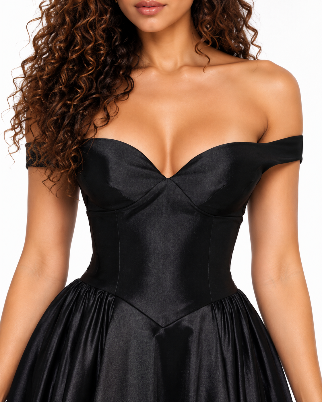 Satin Off the Shoulder Ball Gown