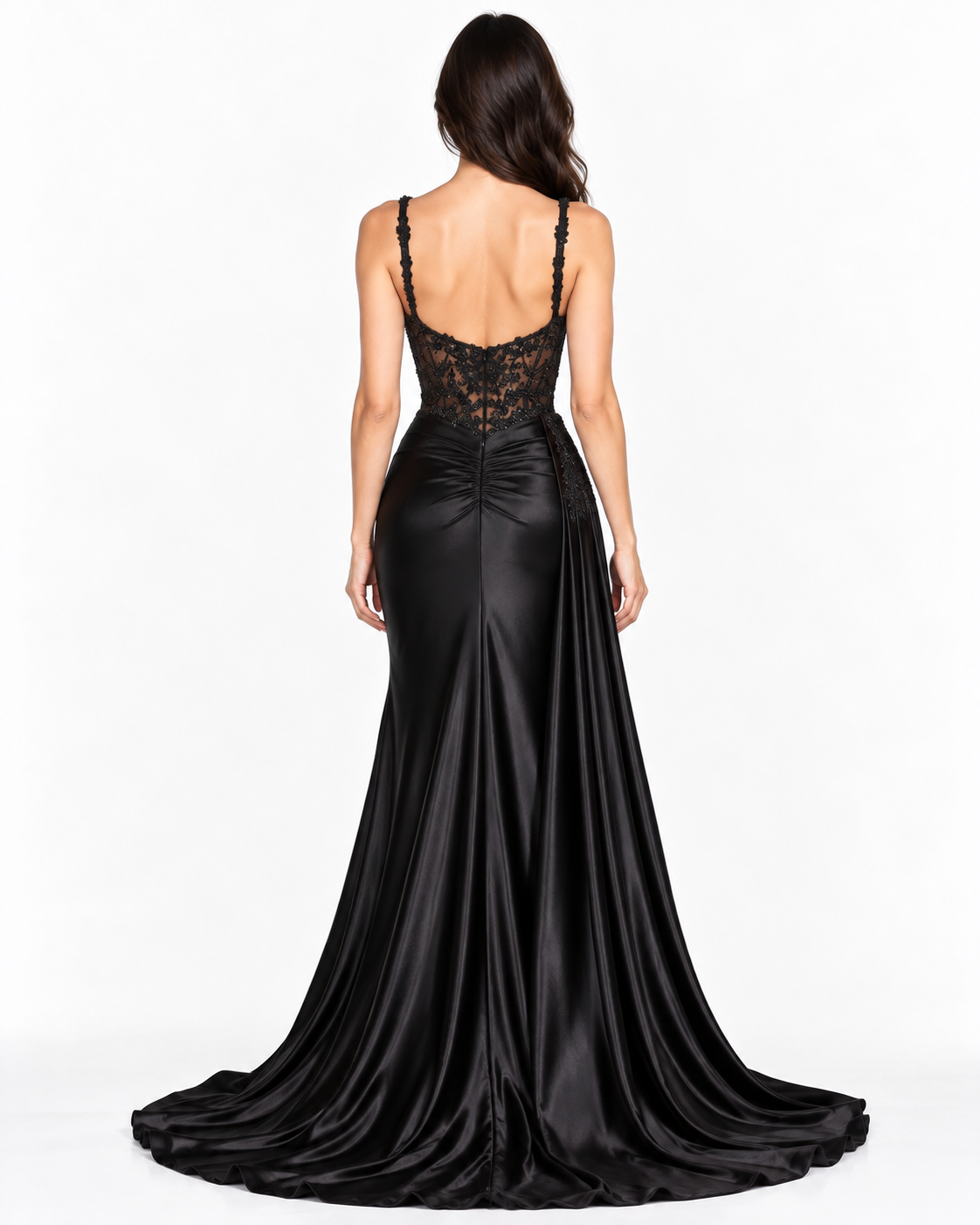 Soft Satin Fitted Gown with Sash