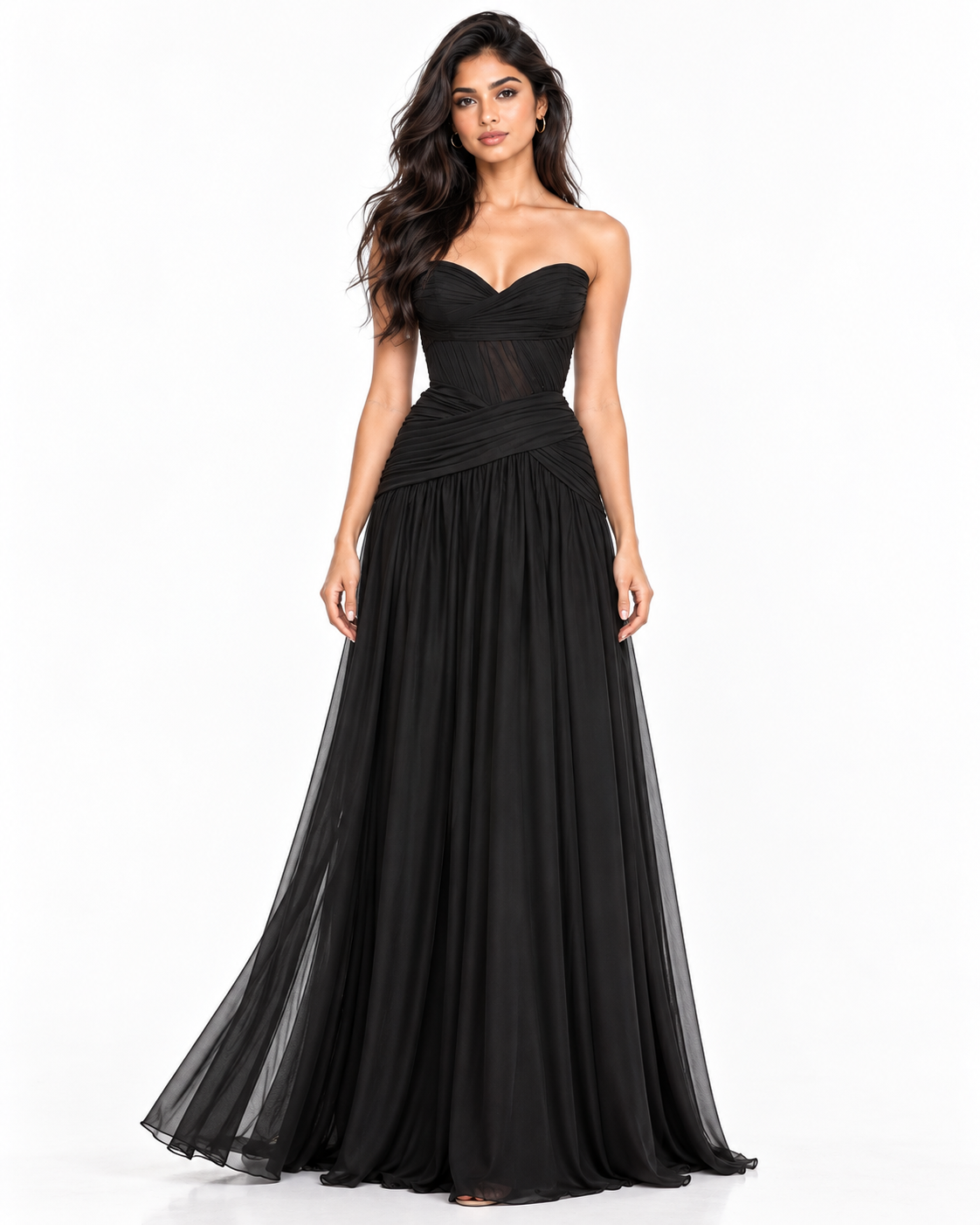 Sweetheart Chiffon A-Line Gown with Scarf