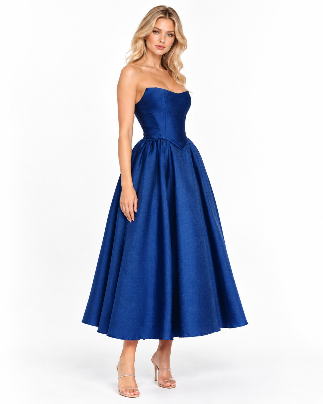 Strapless Mikado Midi Bridal Gown