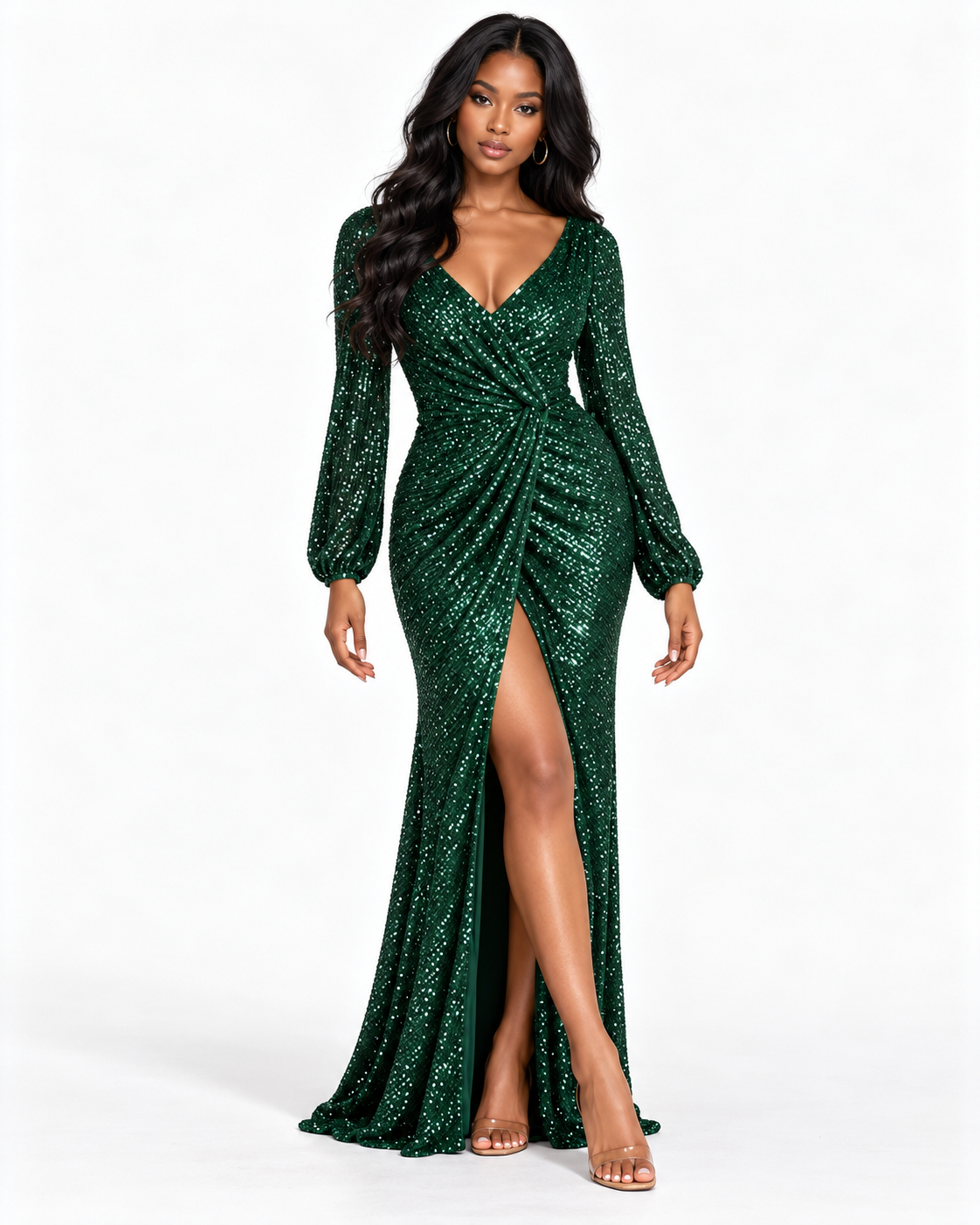 Long Sleeve Sequin Dress