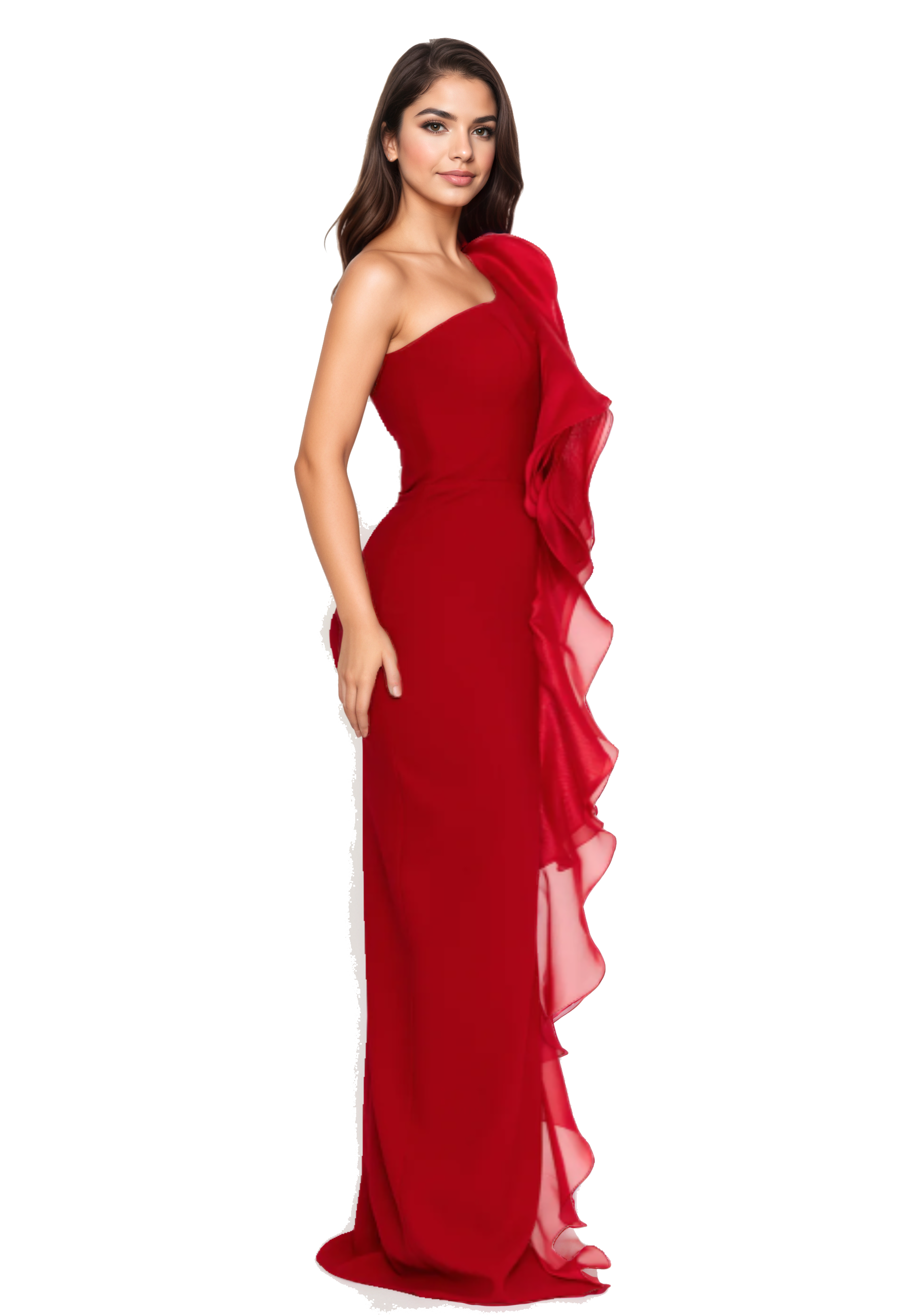 One Shoulder Maxi Viscose Column Dress