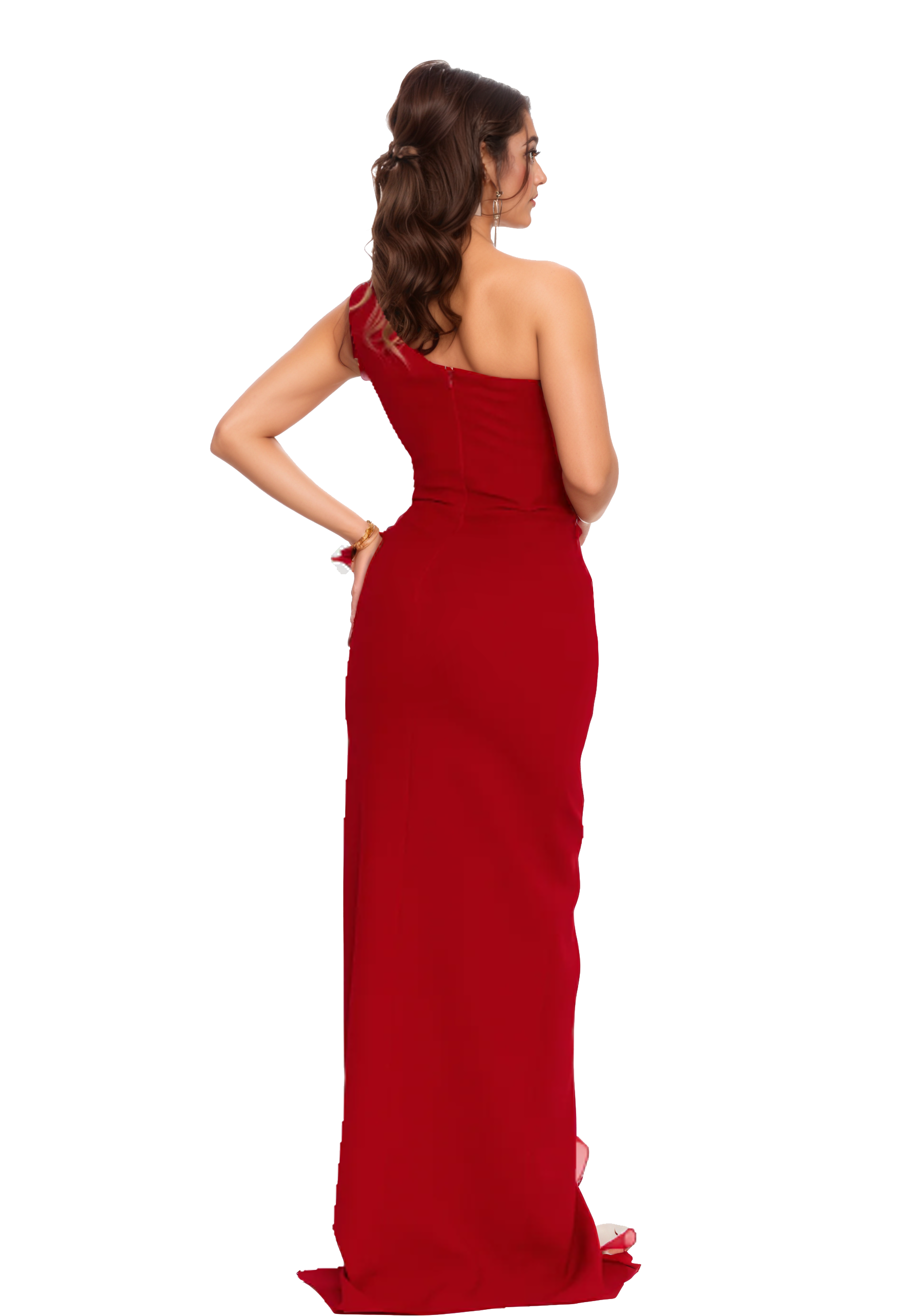 One Shoulder Maxi Viscose Column Dress
