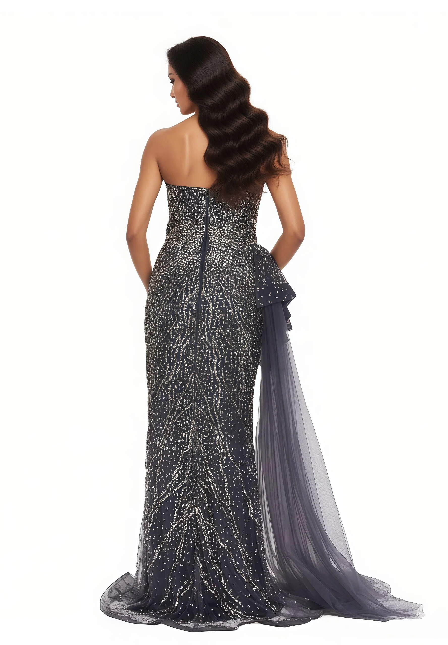 Strapless Maxi Rhinestone Column Dress