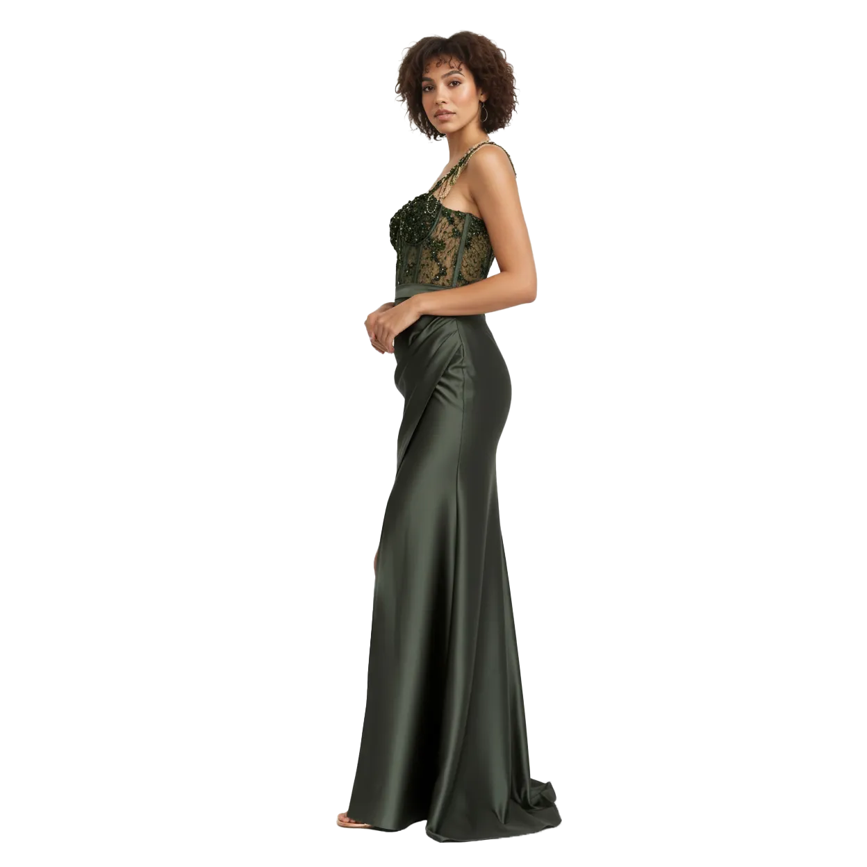 Sleeveless Maxi Satin Mermaid Dress