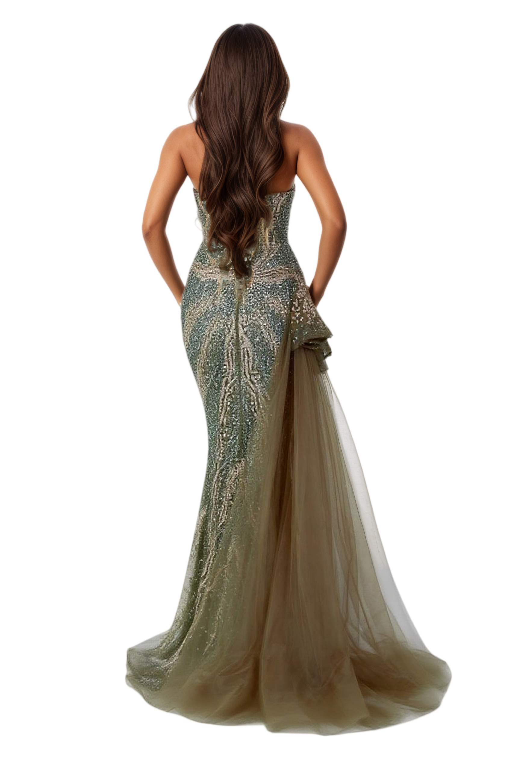 Strapless Maxi Rhinestone Column Dress