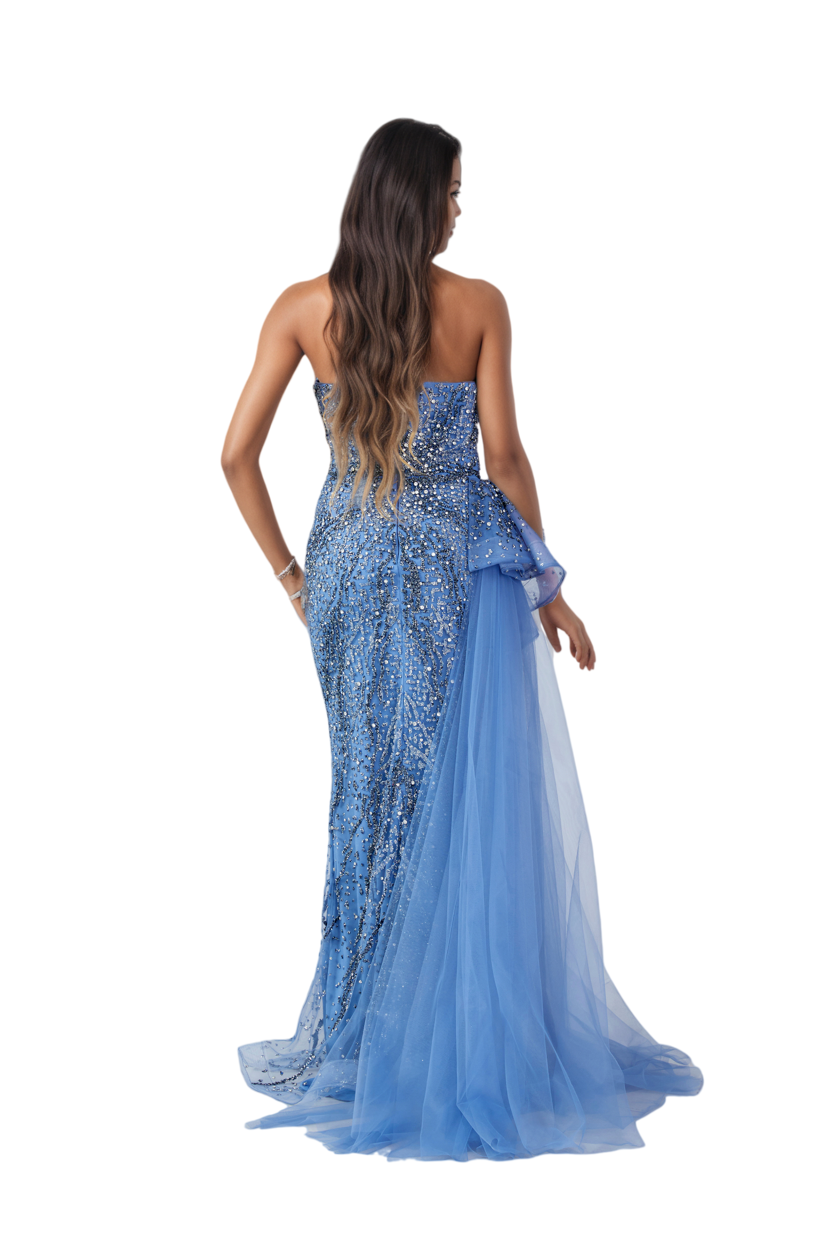 Strapless Maxi Rhinestone Column Dress