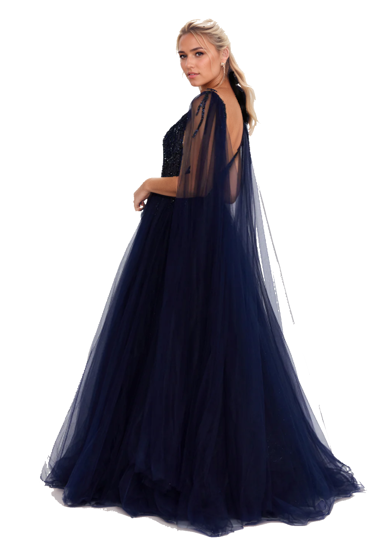 Sleeveless Maxi Tulle A-Line Dress