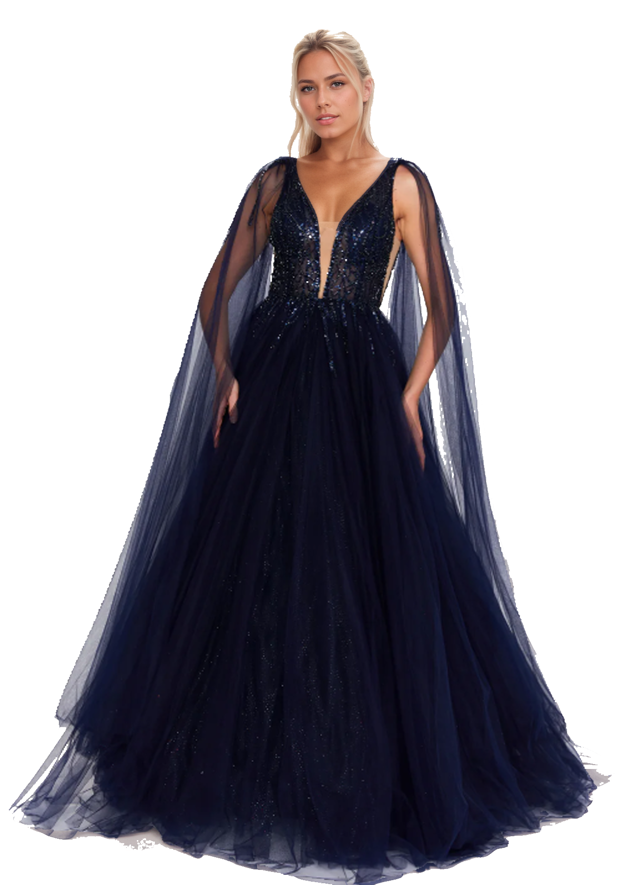 Sleeveless Maxi Tulle A-Line Dress