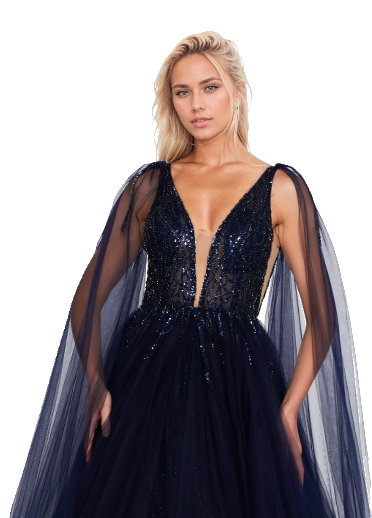 Sleeveless Maxi Tulle A-Line Dress