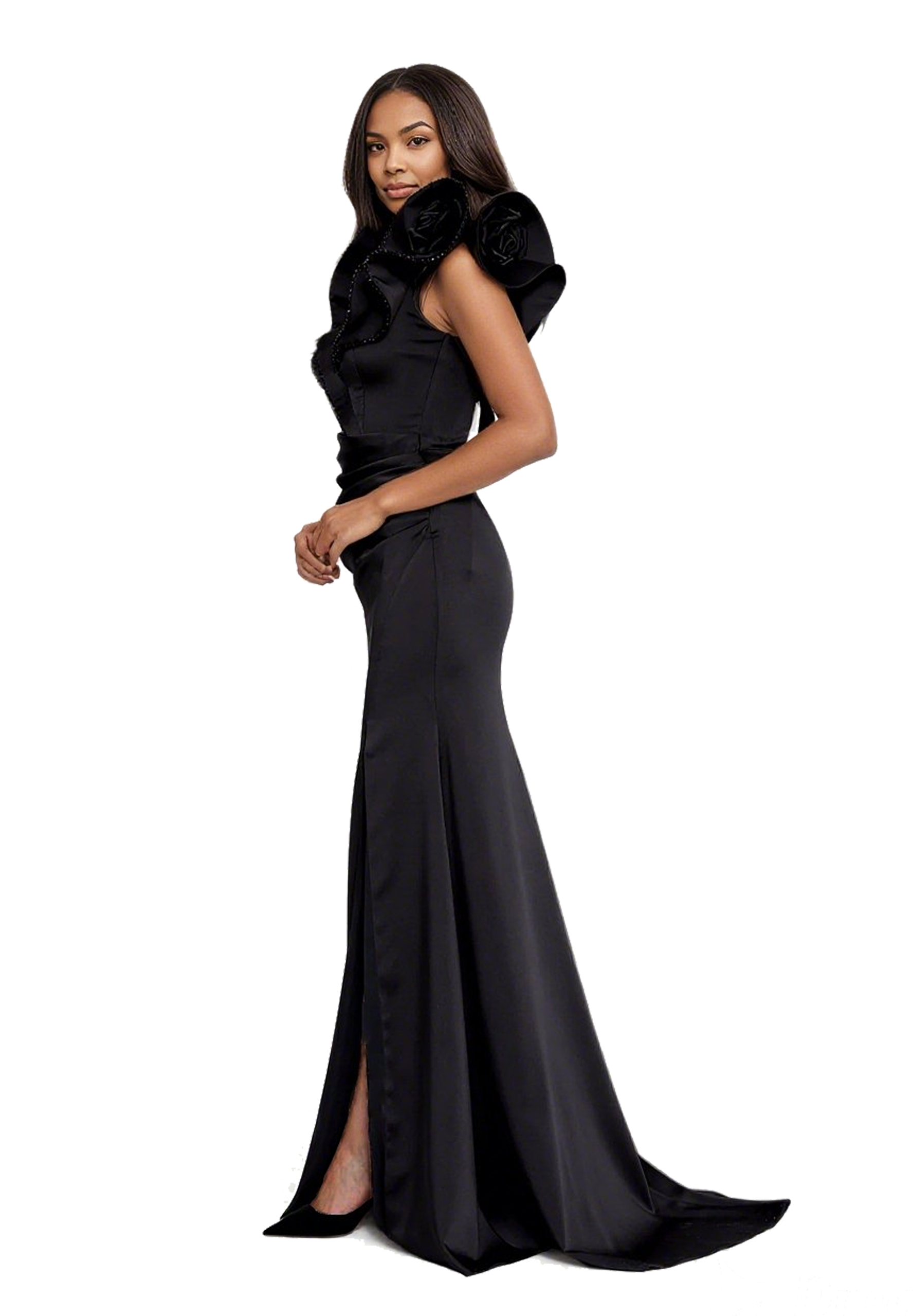 Off Shoulder Maxi Satin Mermaid Dress