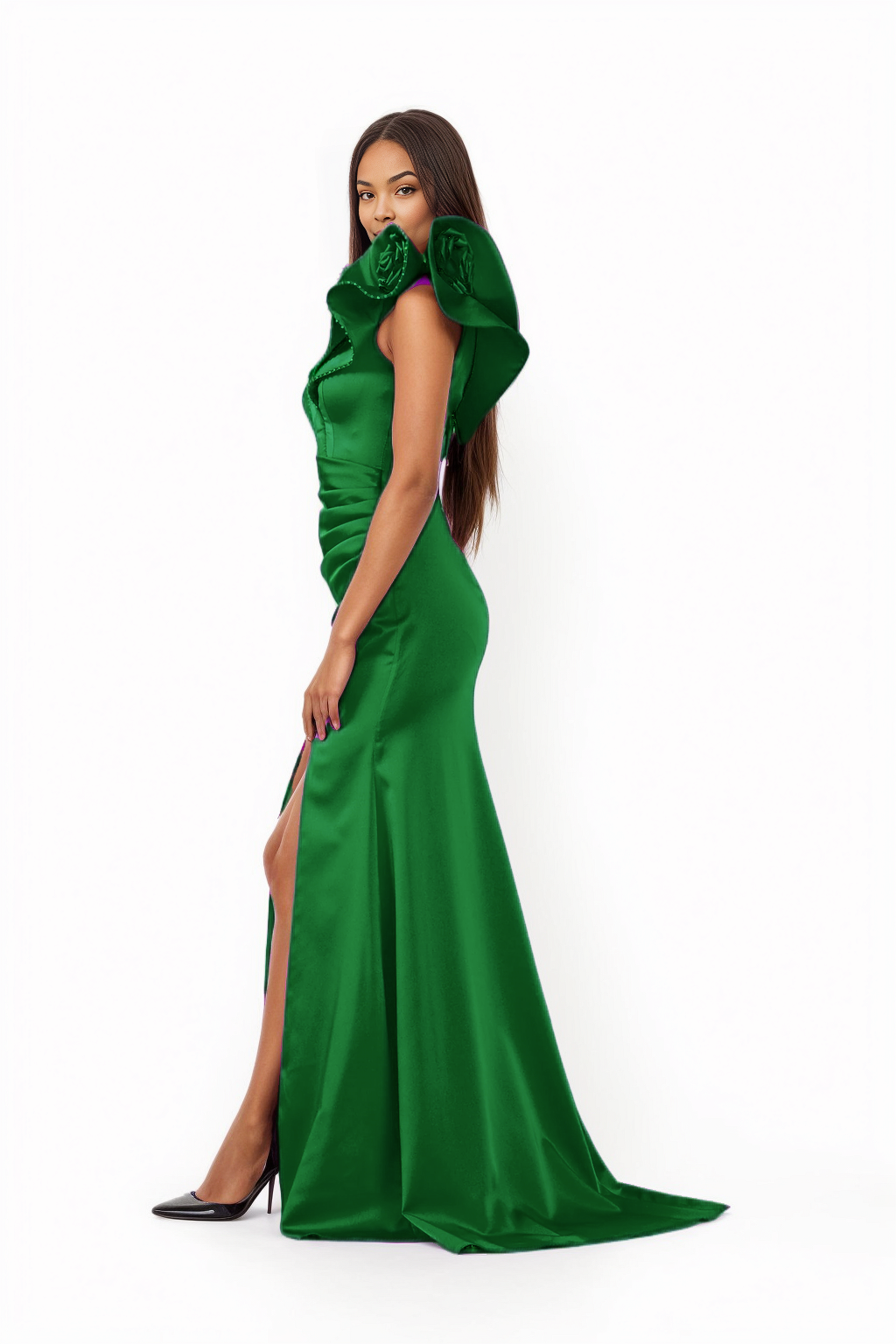 Off Shoulder Maxi Satin Mermaid Dress