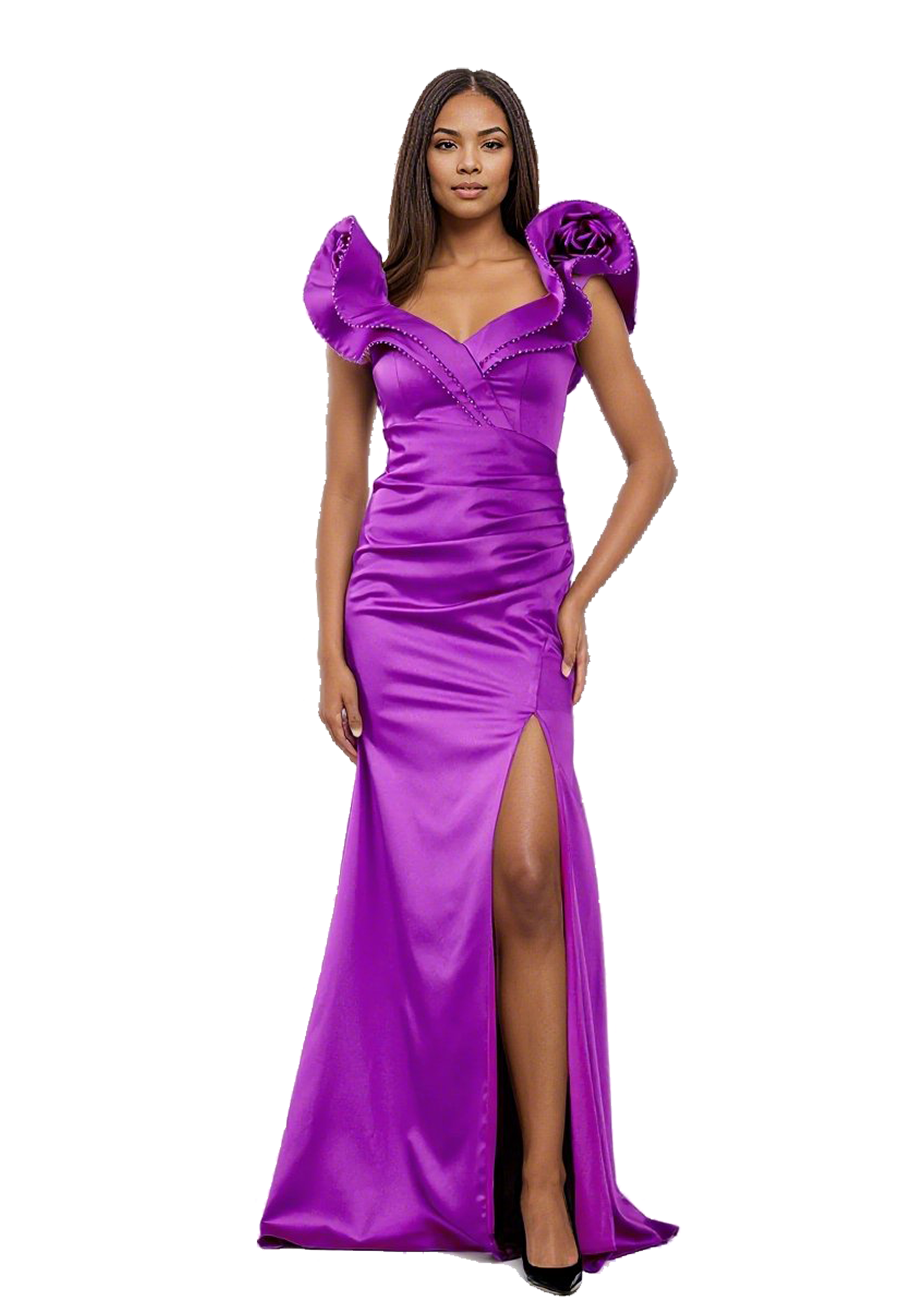 Off Shoulder Maxi Satin Mermaid Dress