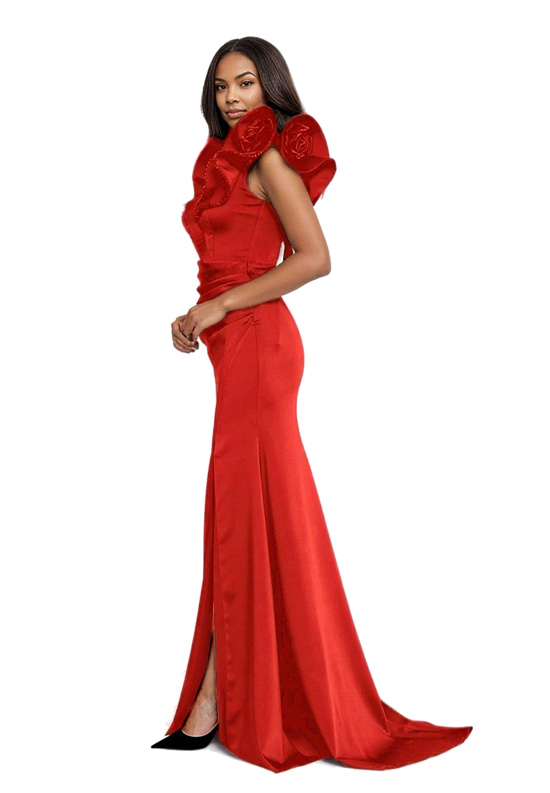 Off Shoulder Maxi Satin Mermaid Dress