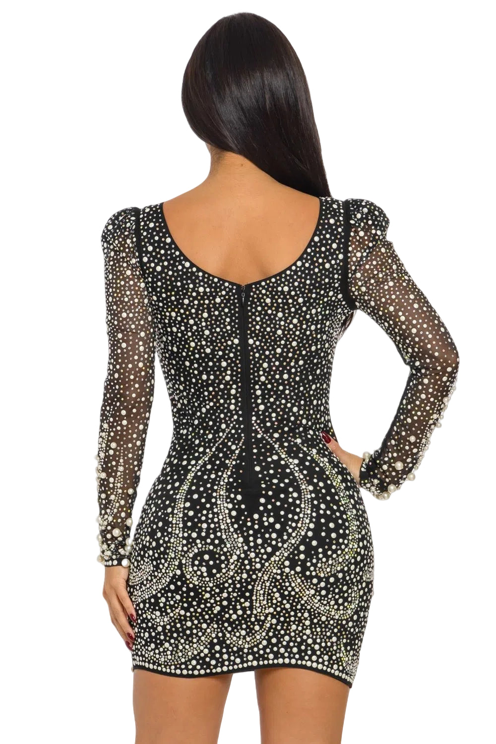 Textured Long Sleeve Bodycon Mini Dress