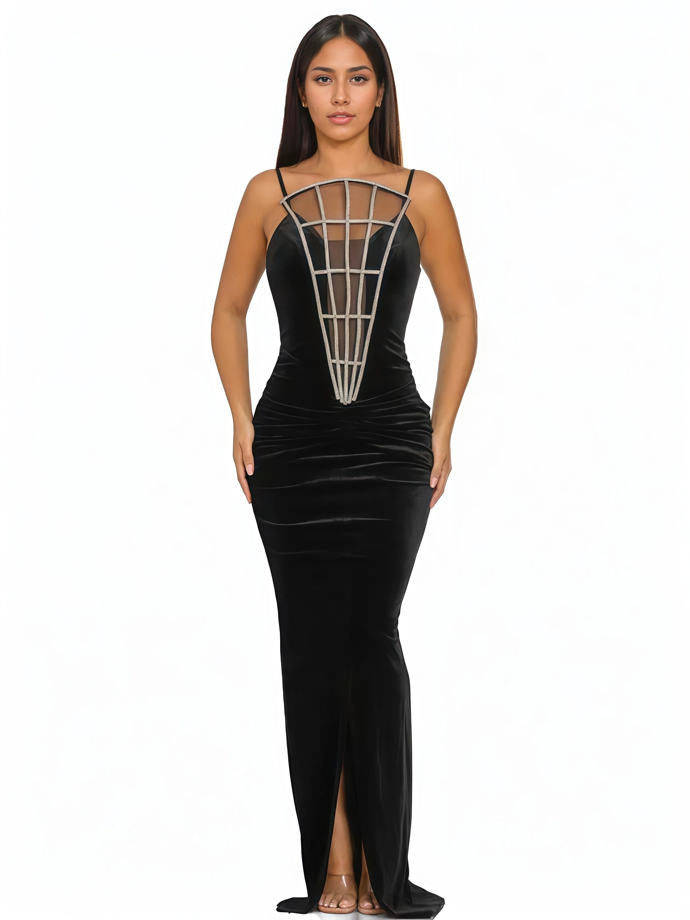 Corset Inspired Sheer Maxi Dress