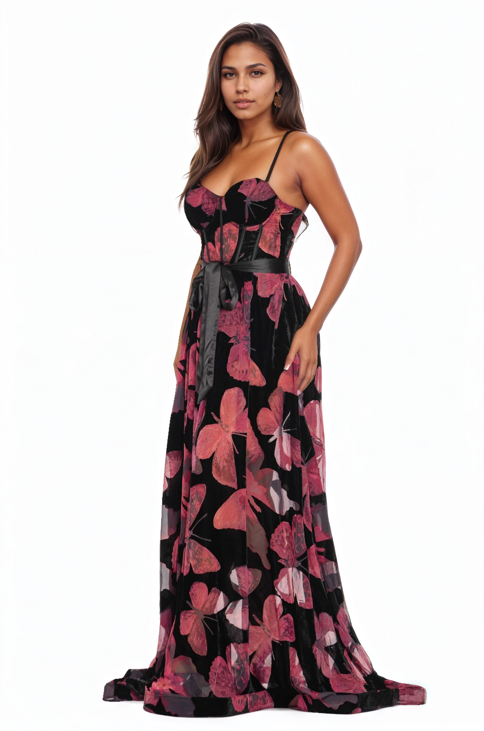 Floral Sweetheart Neckline Maxi Dress