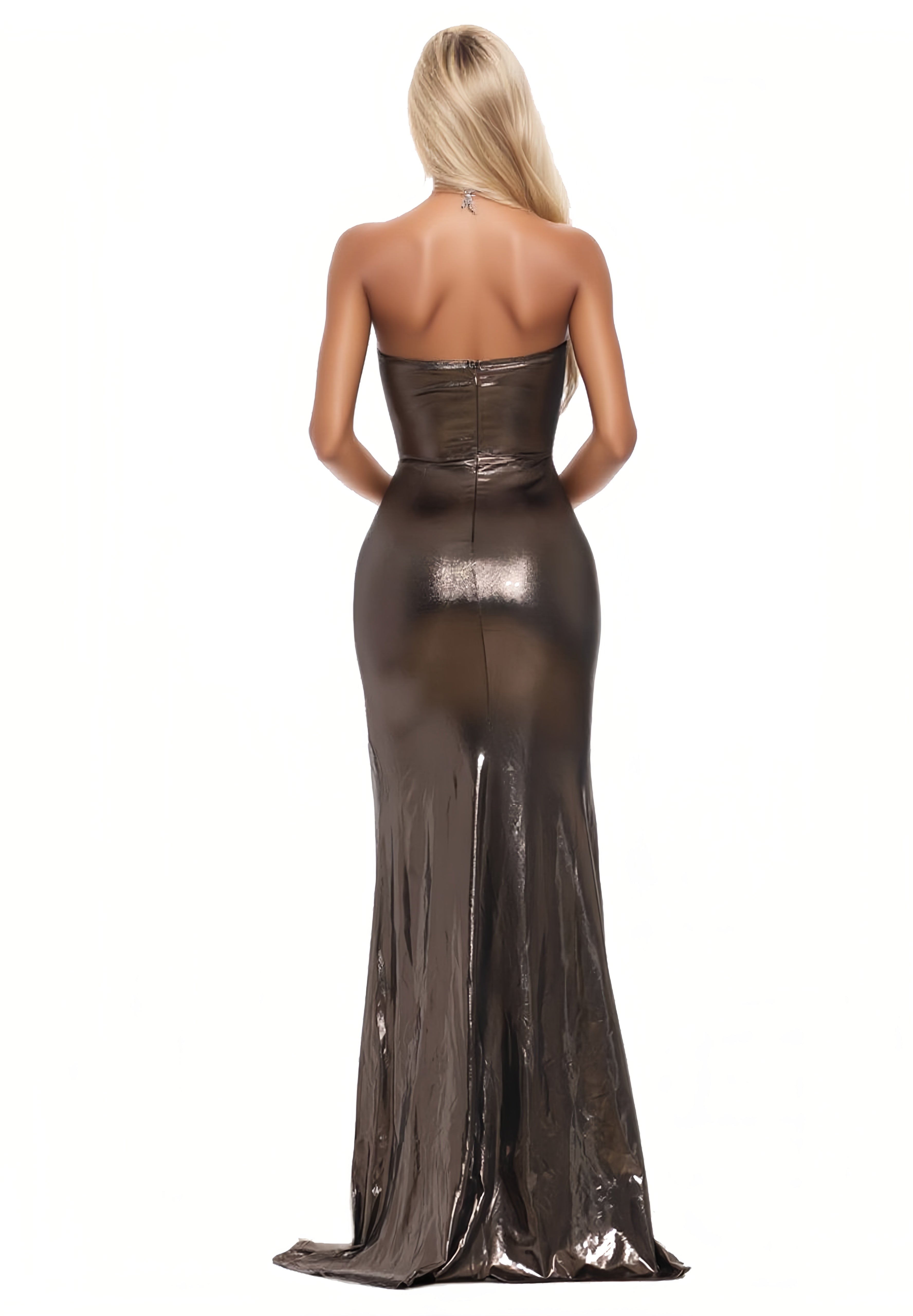 Rhinestone Metallic Shiny Maxi Dress