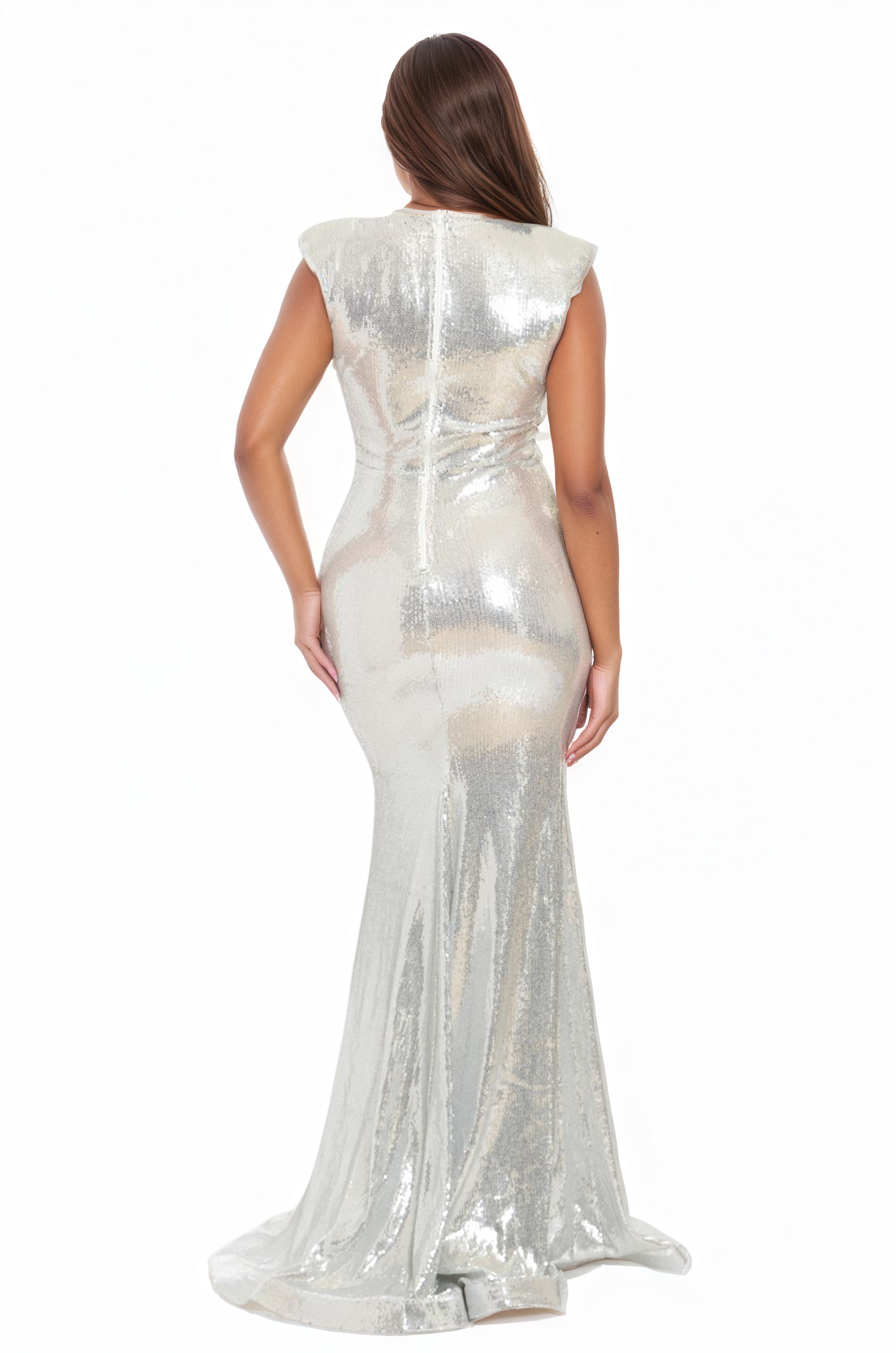 Sequin Pearl Necklace Mermaid Maxi Dress