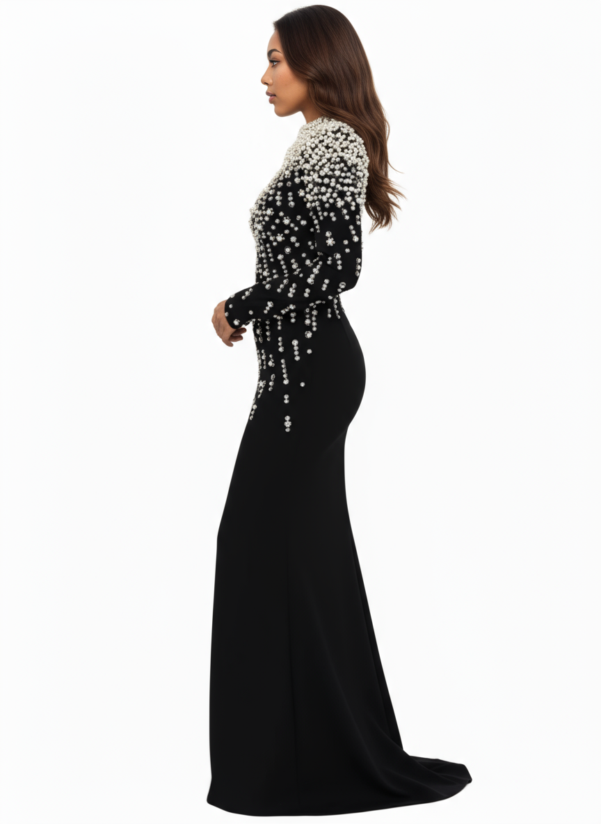 Long Sleeve Maxi Viscose Mermaid Dress