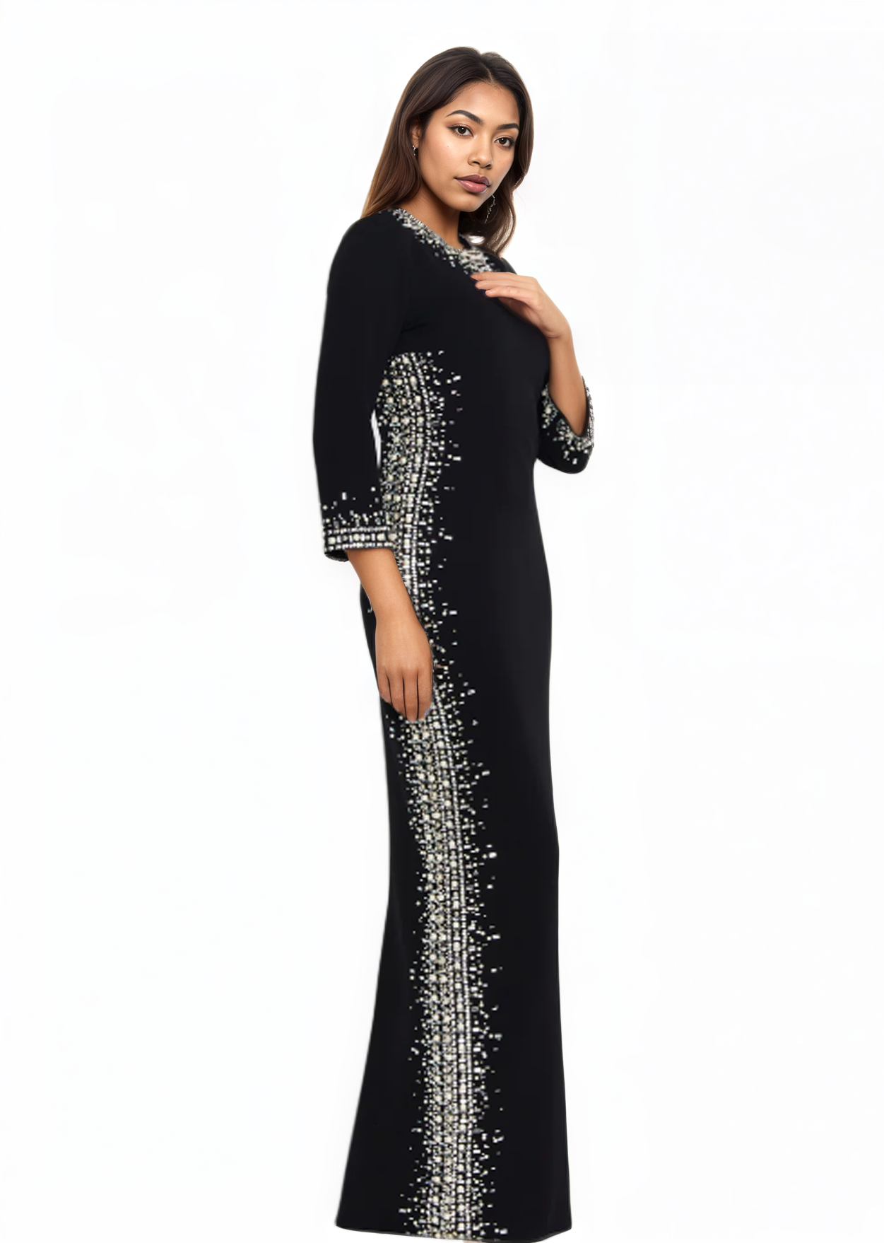 Mid-Length Maxi Viscose Column Dress