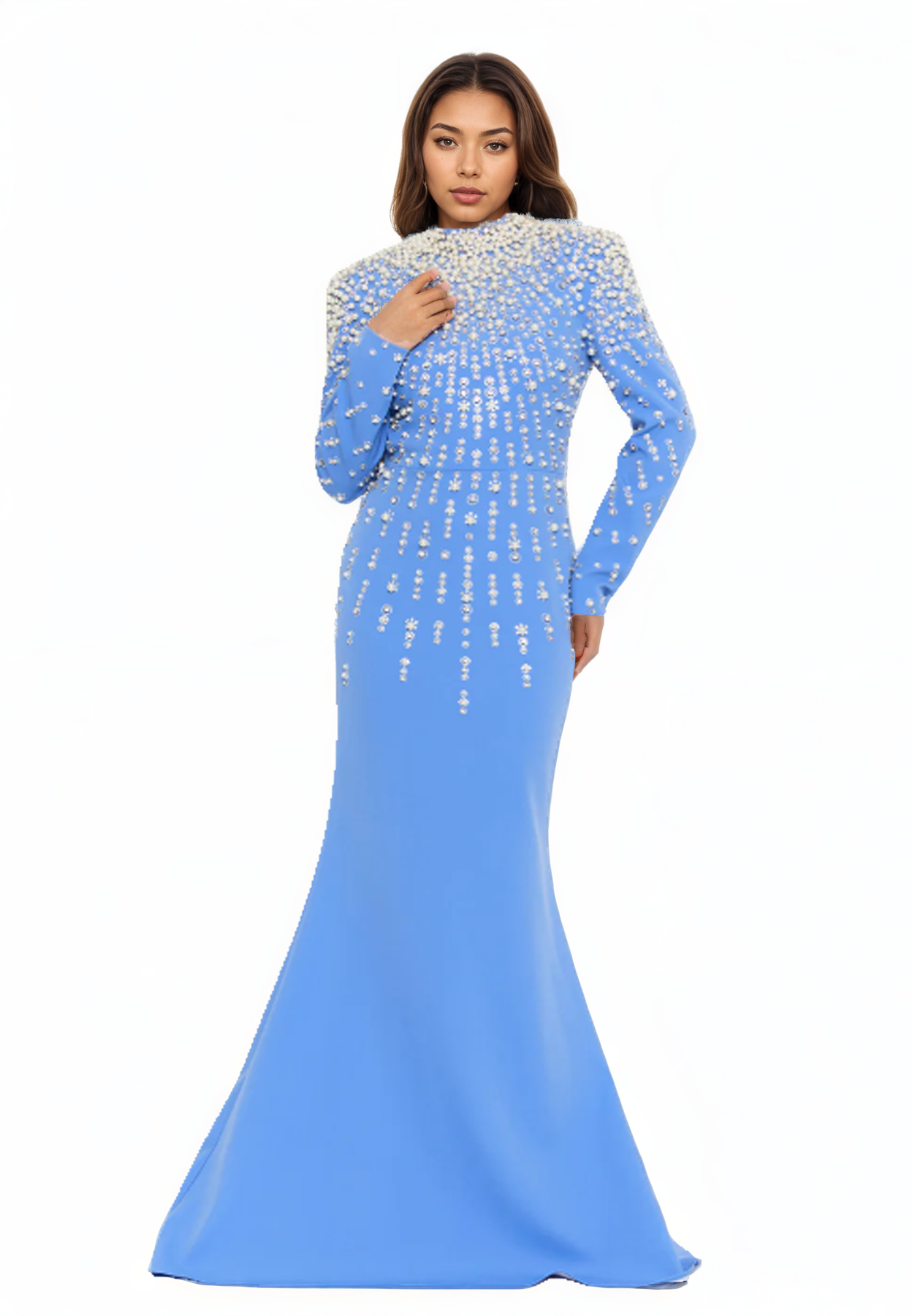 Long Sleeve Maxi Viscose Mermaid Dress