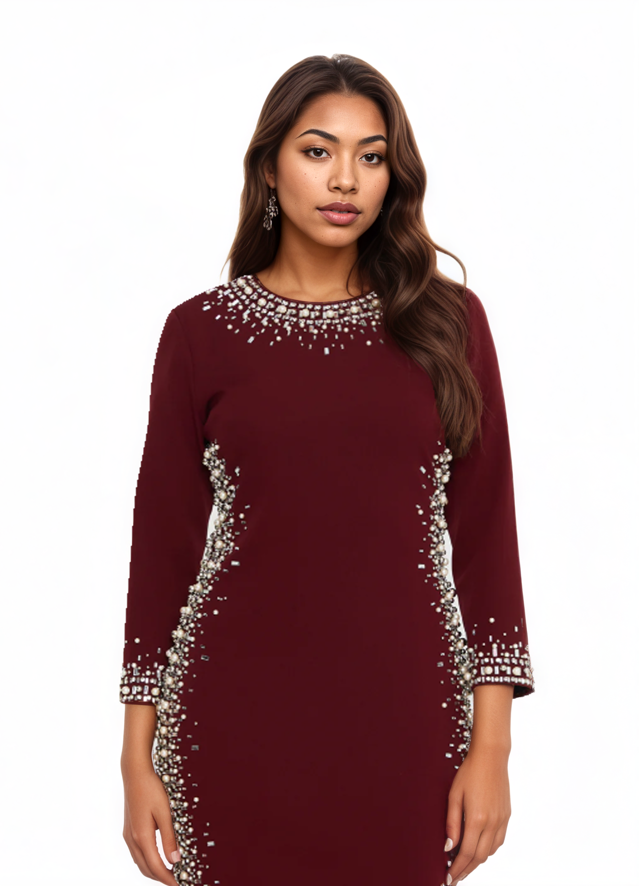 Mid-Length Maxi Viscose Column Dress