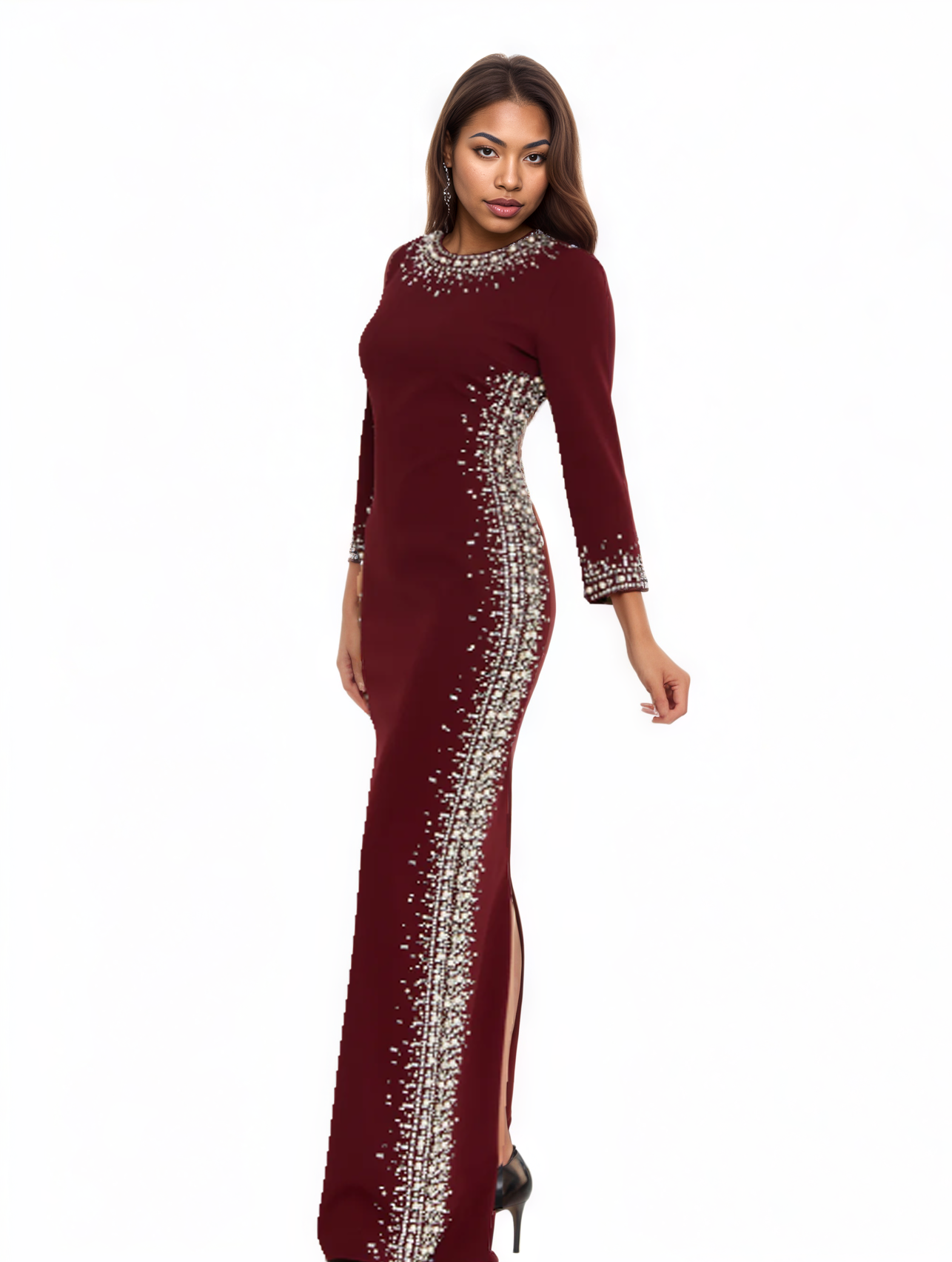 Mid-Length Maxi Viscose Column Dress