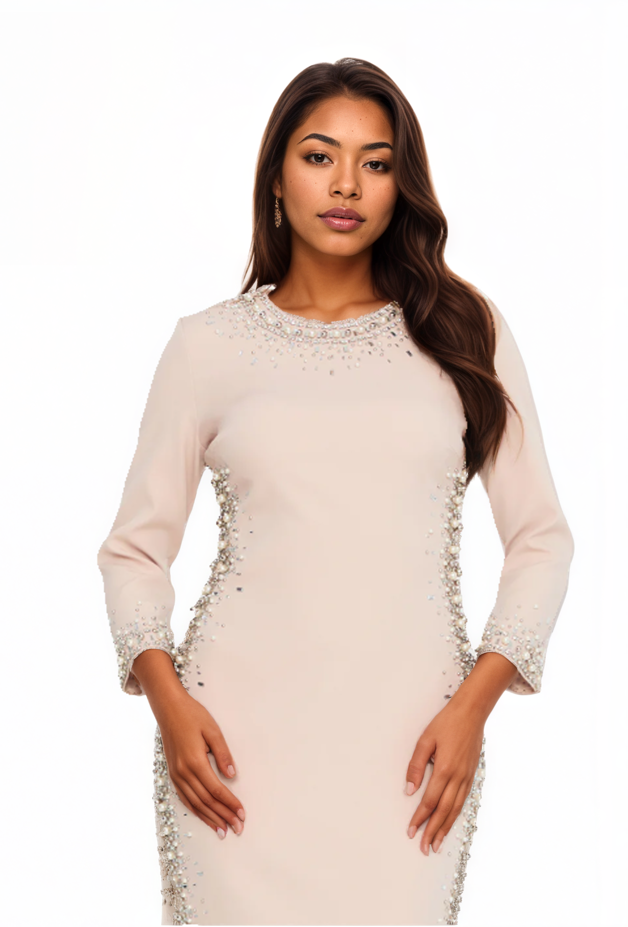 Mid-Length Maxi Viscose Column Dress