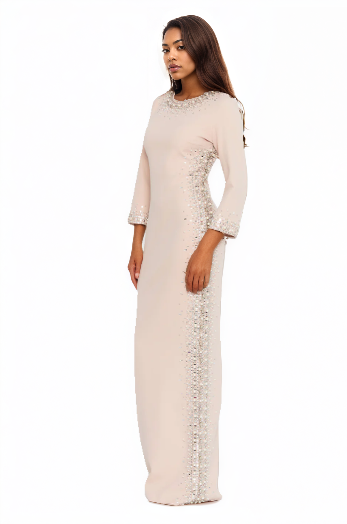 Mid-Length Maxi Viscose Column Dress