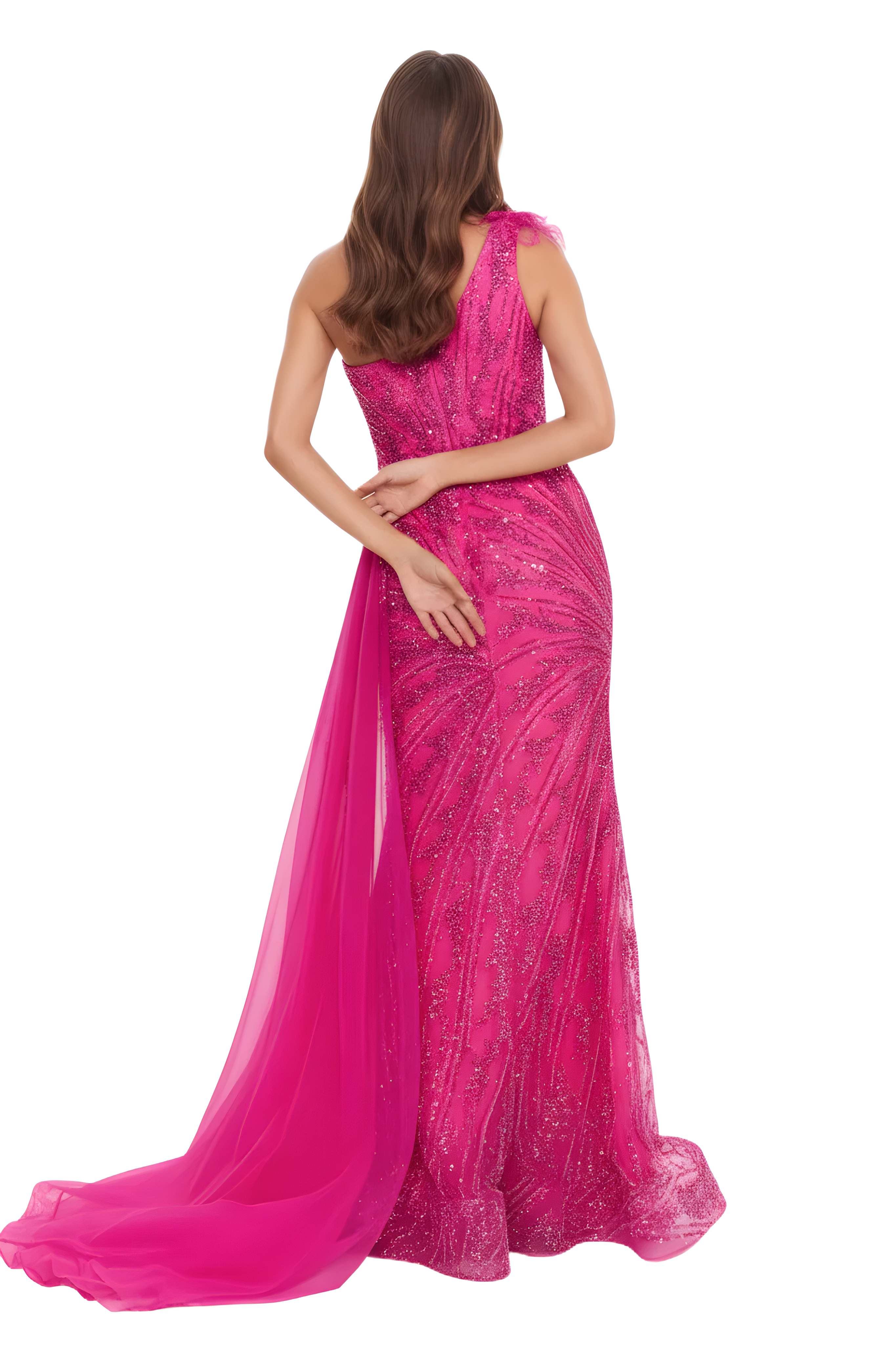 One Shoulder Maxi Tulle Mermaid Dress