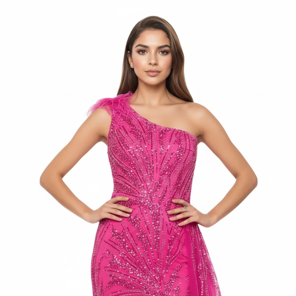 One Shoulder Maxi Tulle Mermaid Dress