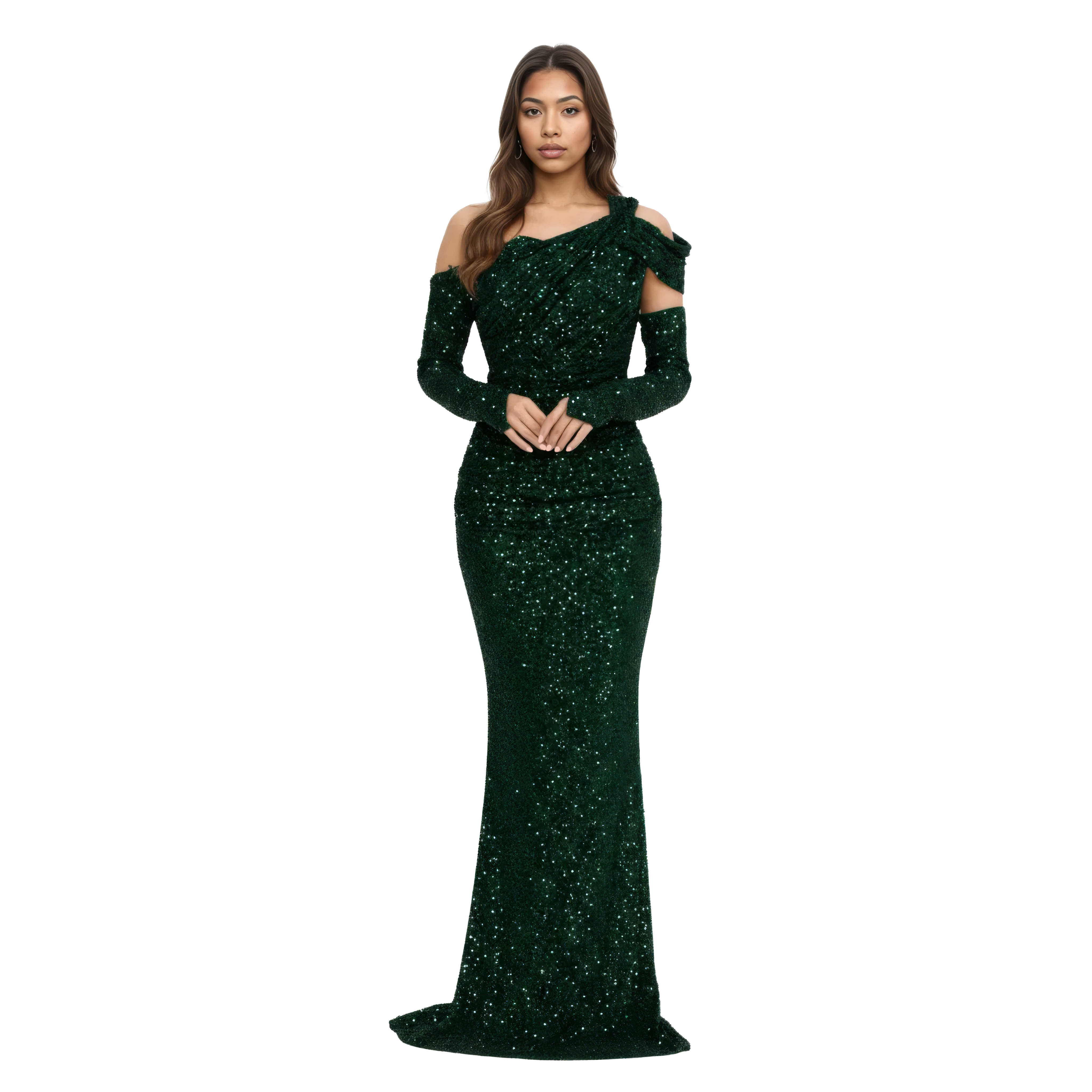 Off Shoulder Maxi Sequin Mermaid Dress