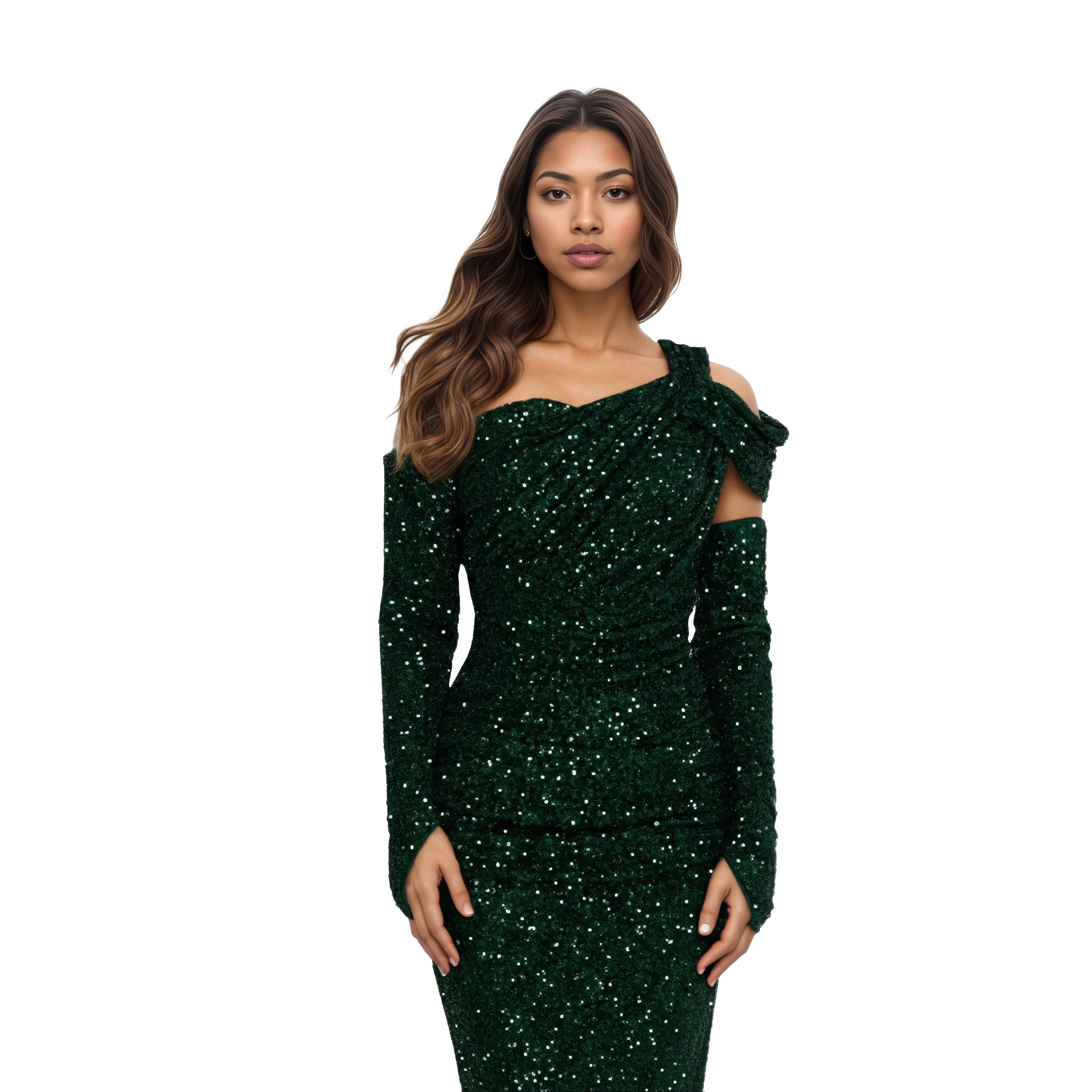 Off Shoulder Maxi Sequin Mermaid Dress